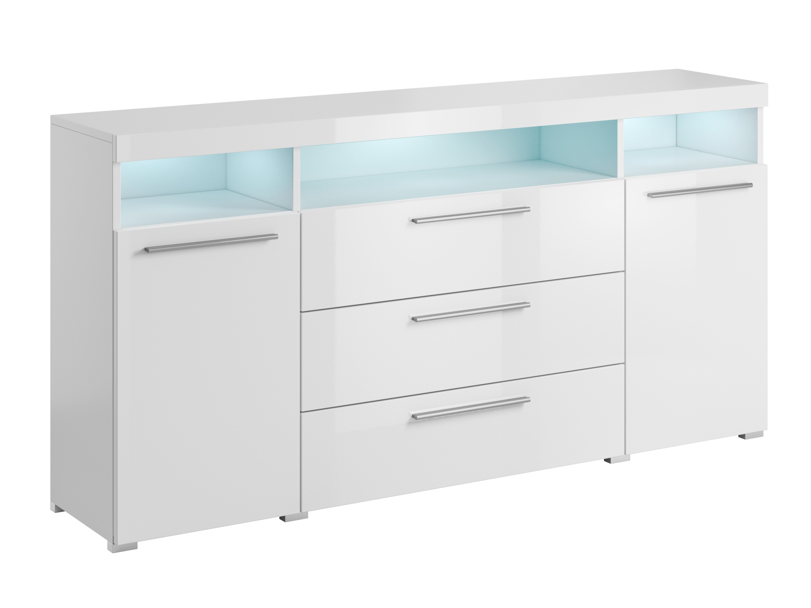 Commode Torvire 109 (Blanc + Blanc brillant)