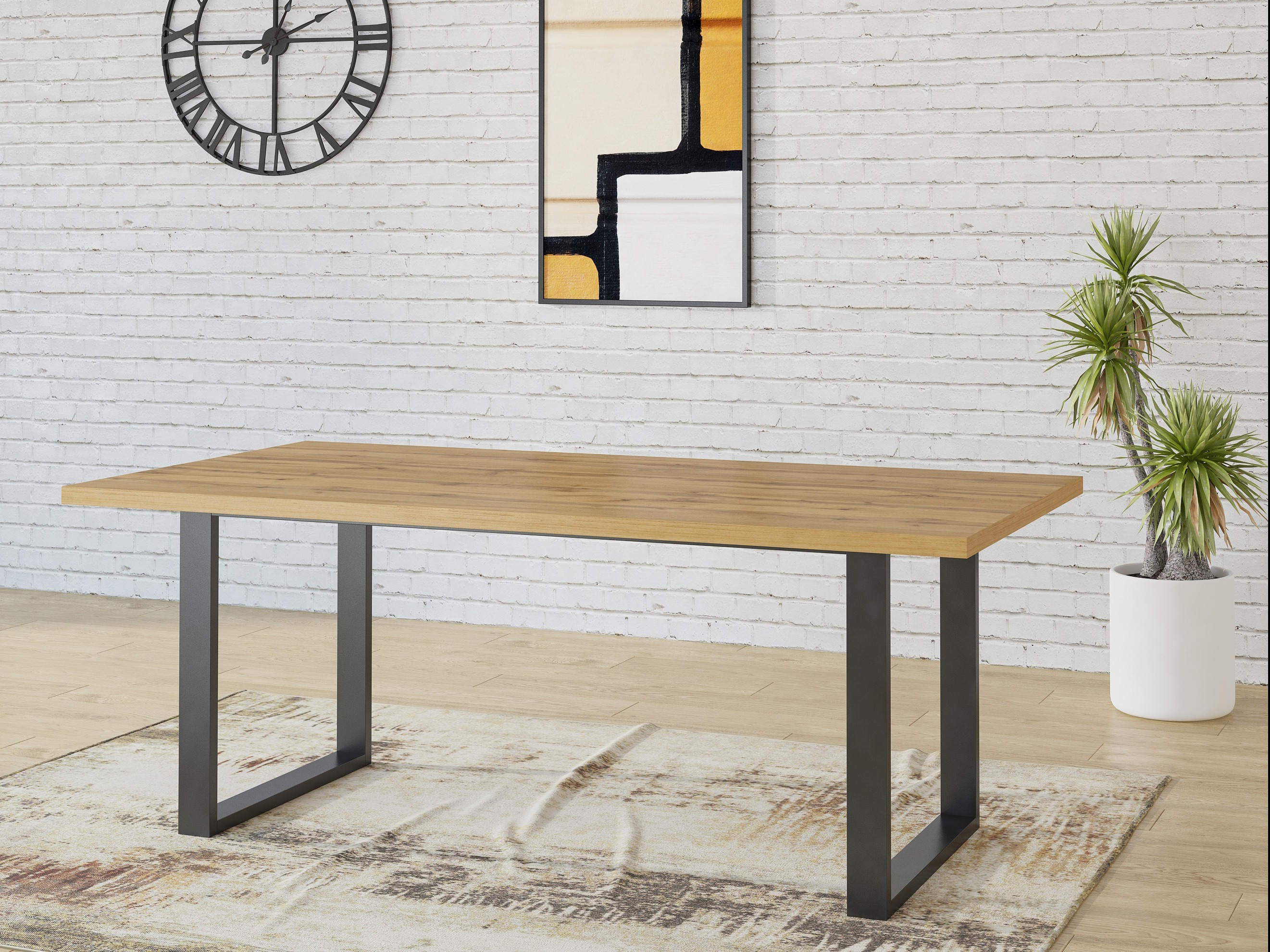 Table Avicavu 106 (Chêne wotan + Noir)