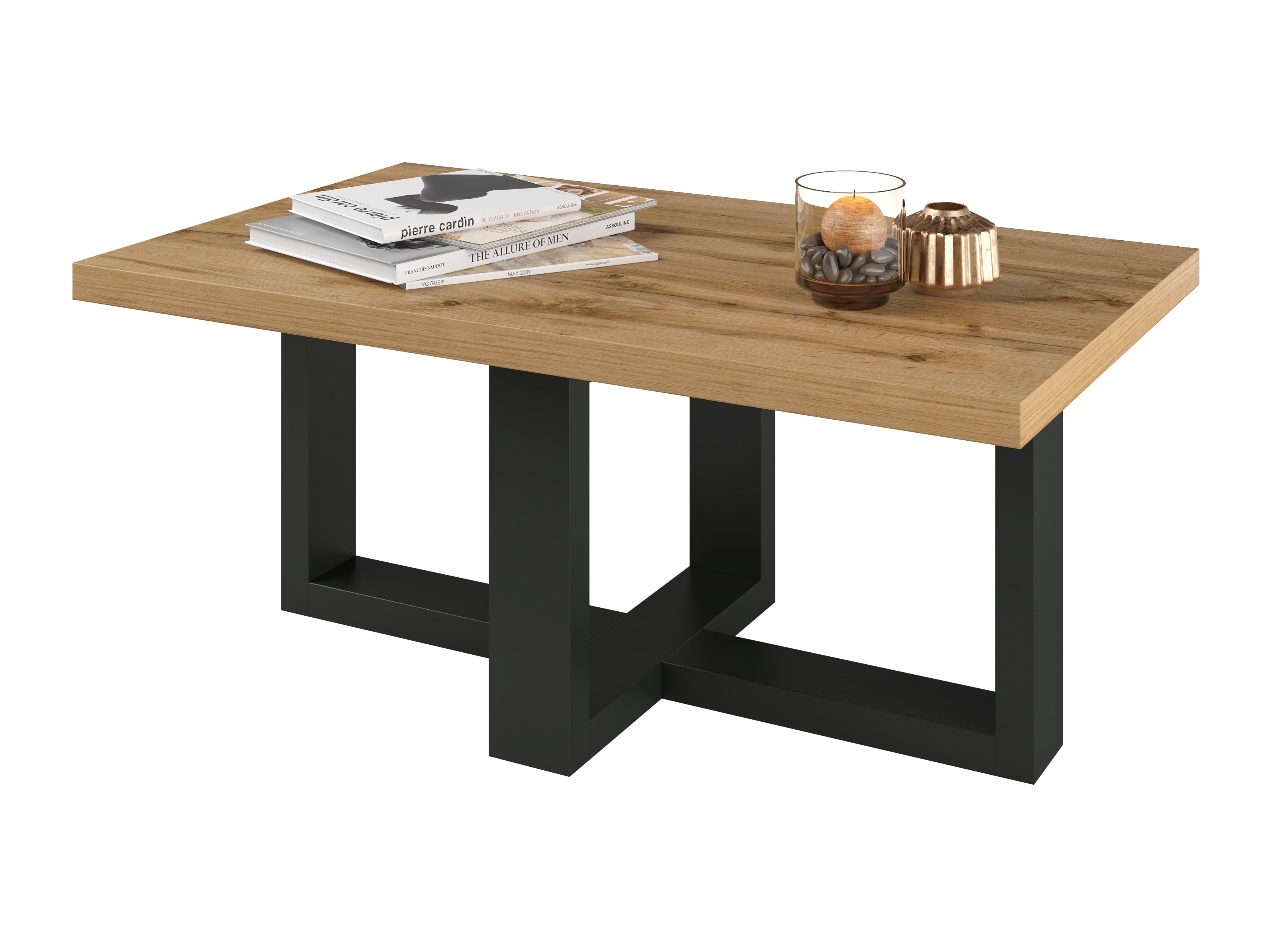 Table basse Austin 317 (Noir + Chêne wotan)