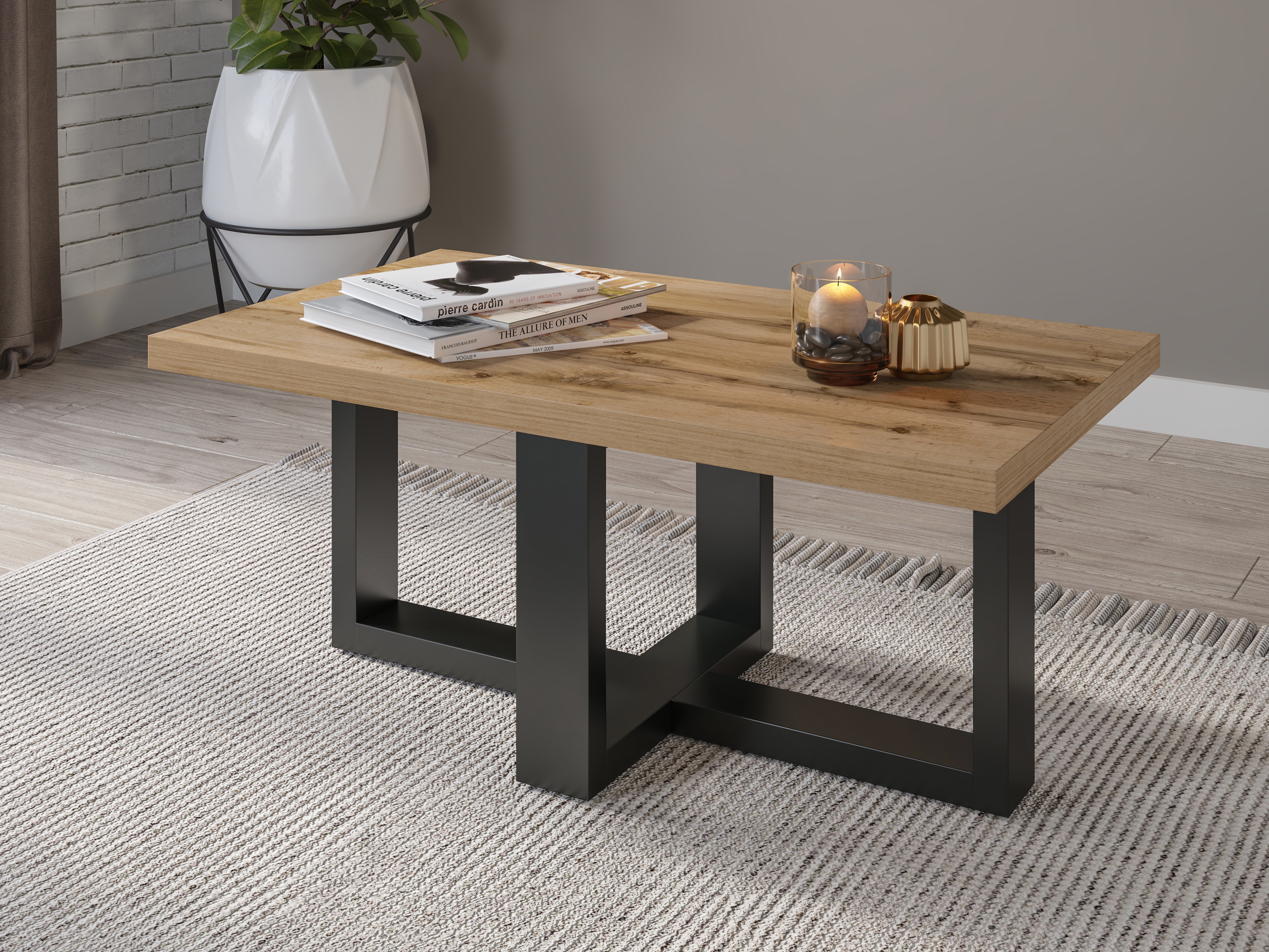 Table basse Austin 317 (Noir + Chêne wotan)