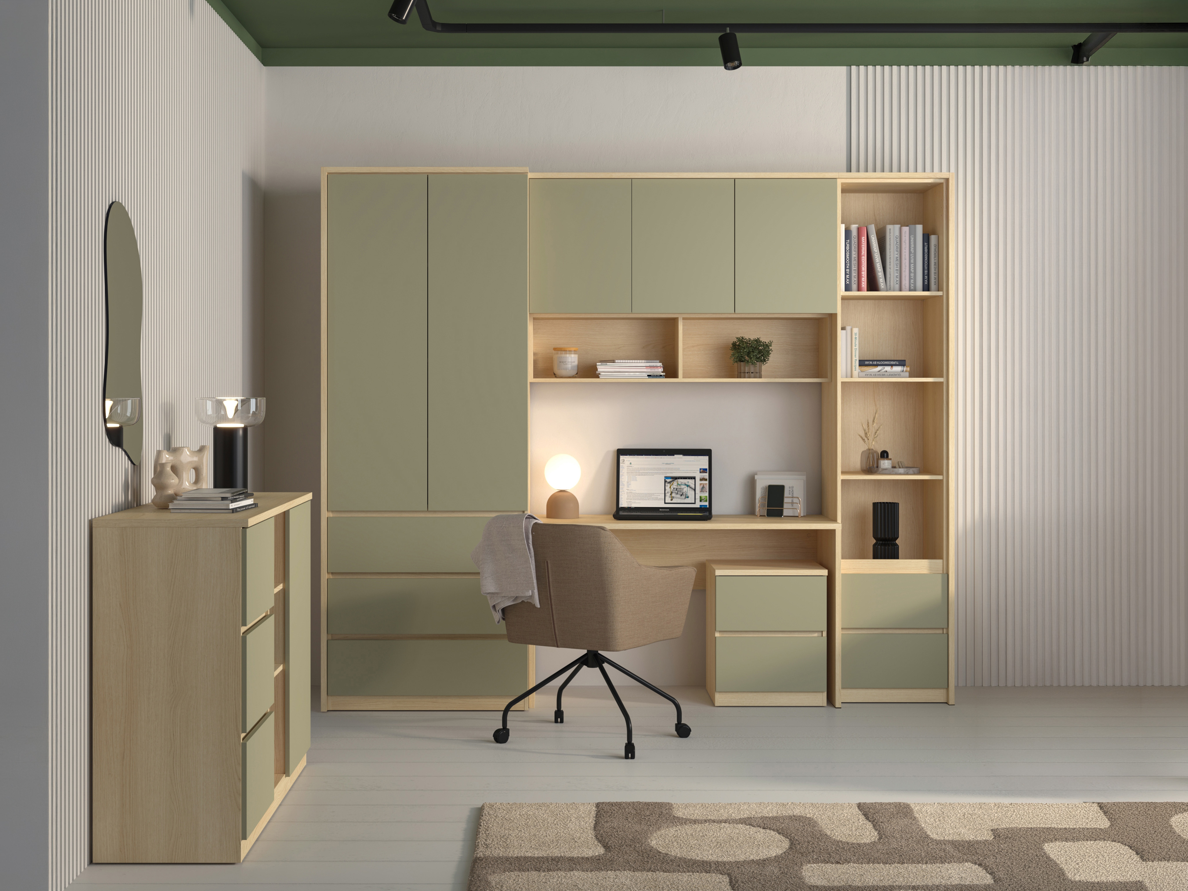 Armoire murale Nolcala 104 (Chêne + Eucalyptus)