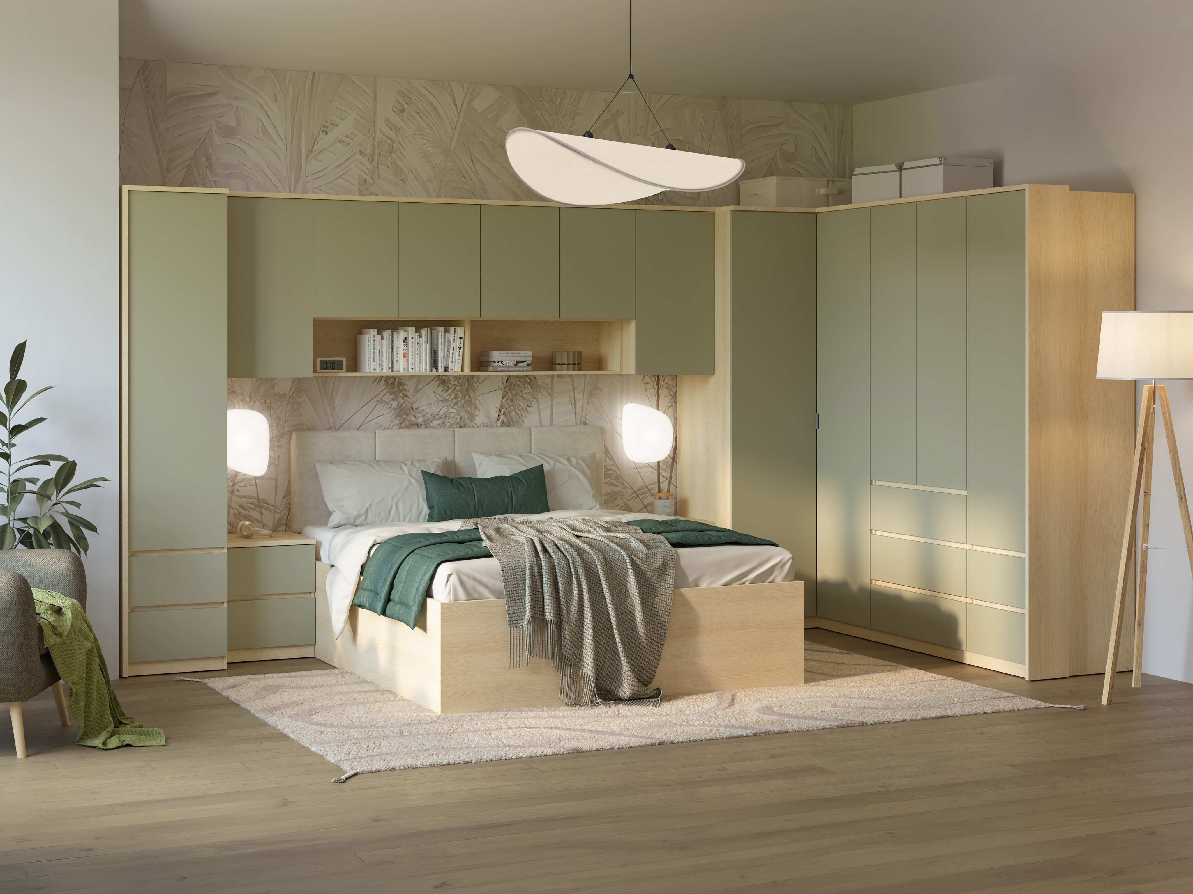 Armoire murale Nolcala 106 (Chêne + Eucalyptus)