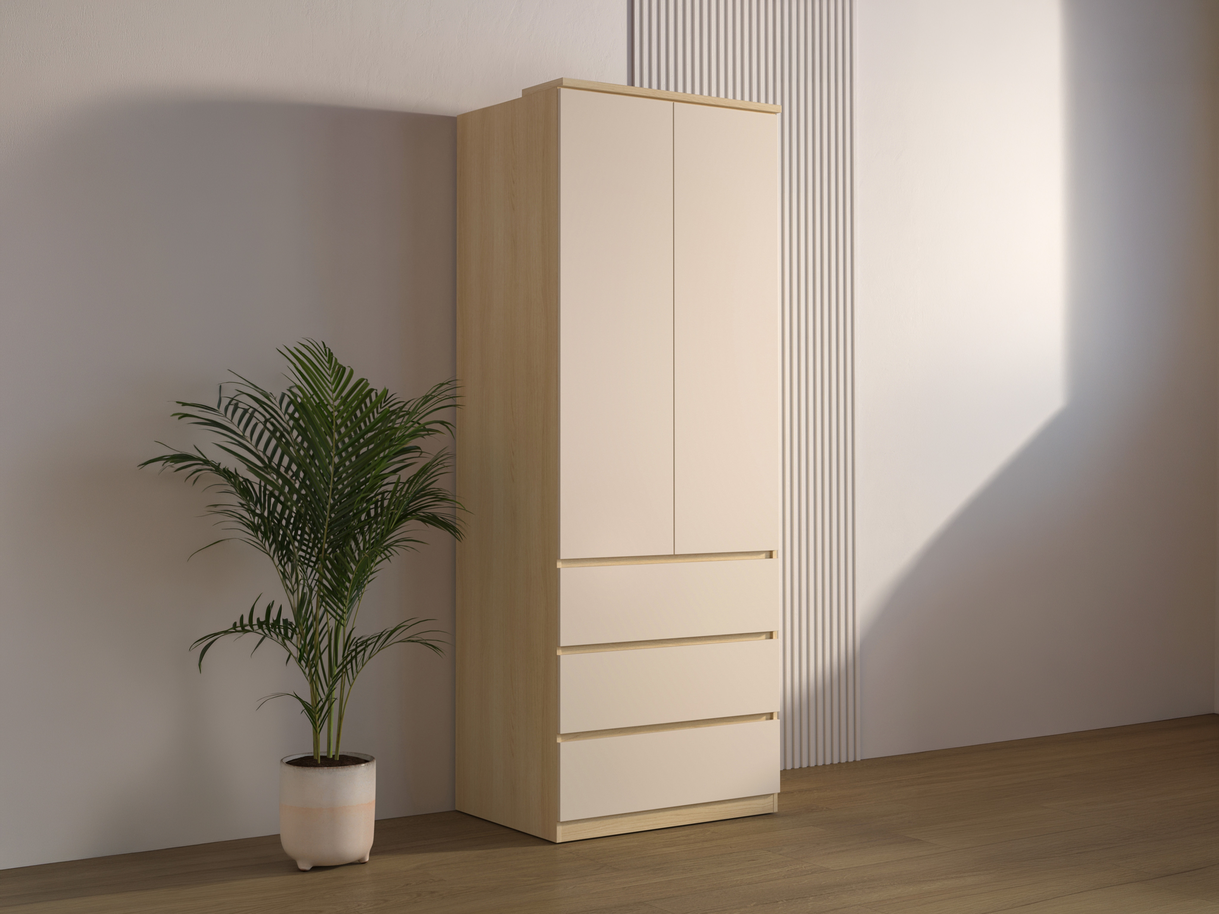 Armoire Nolcala 110 (Chêne + Beige)