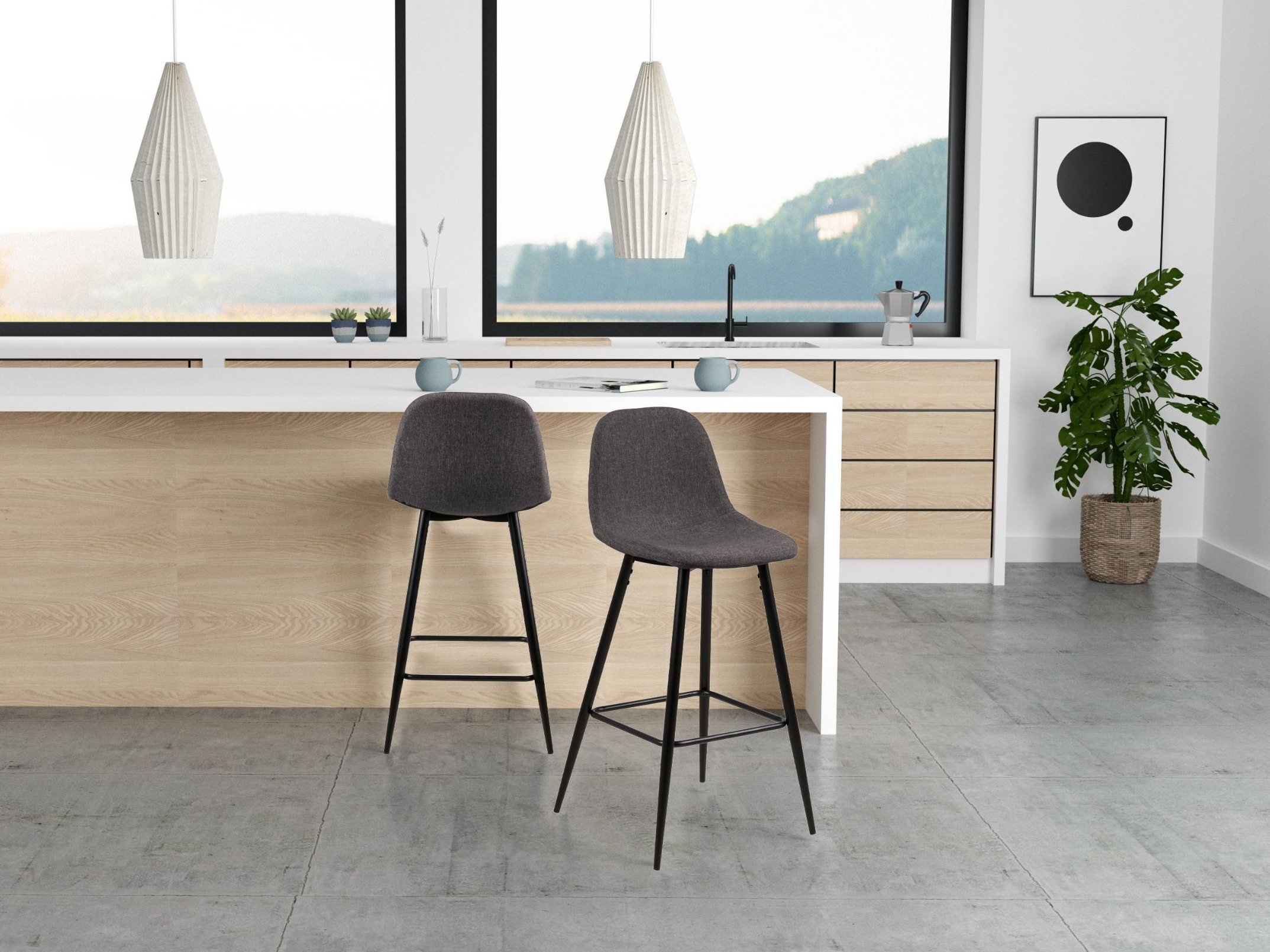 Chaise de bar mi-hauteur Norsica 175 (Gris foncé)