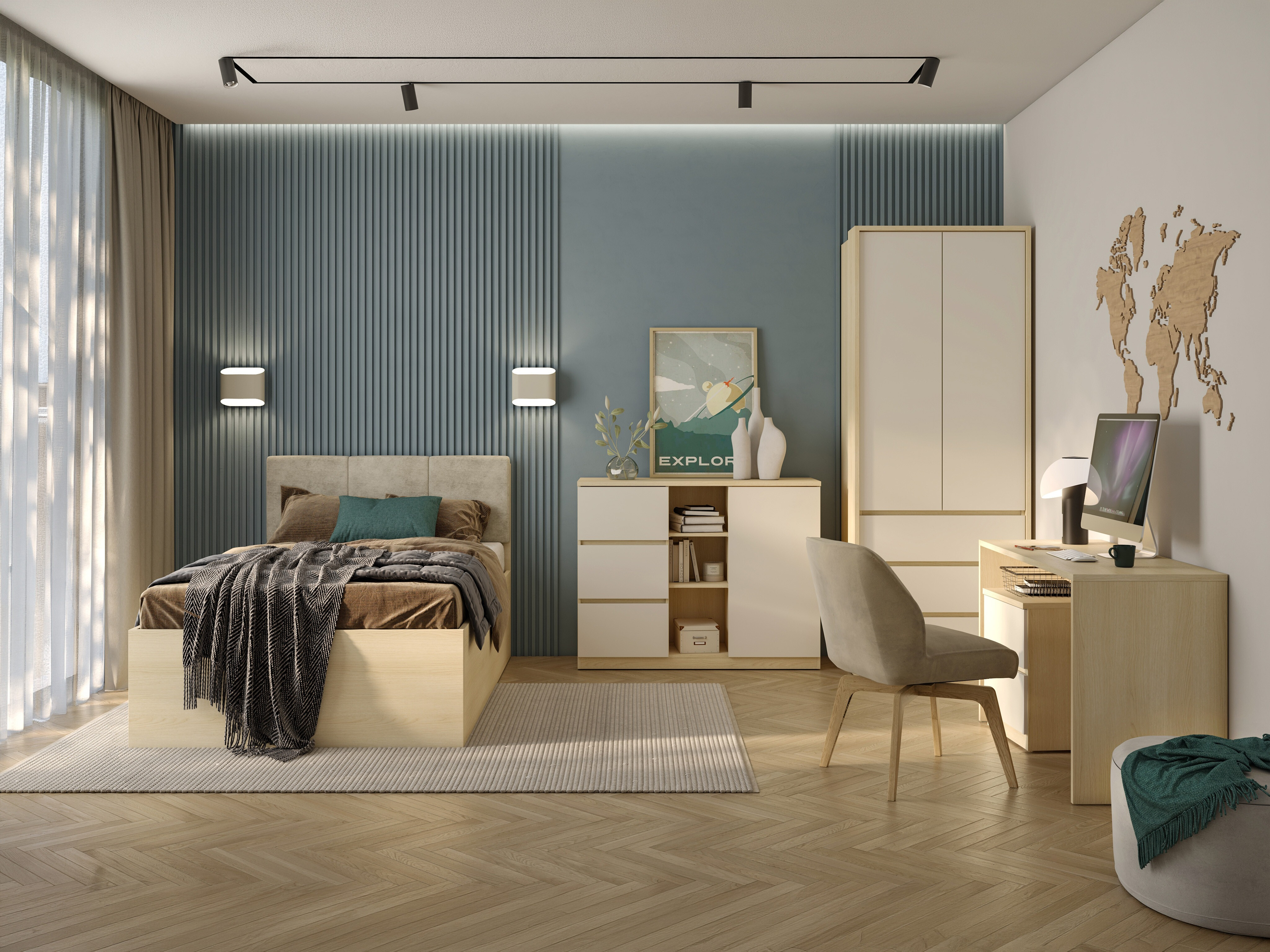 Commode Nolcala 109 (Chêne + Beige)