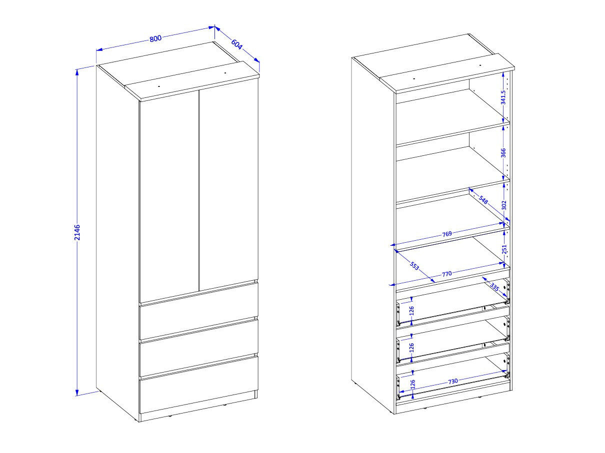 Armoire Nolcala 110 (Chêne + Eucalyptus)