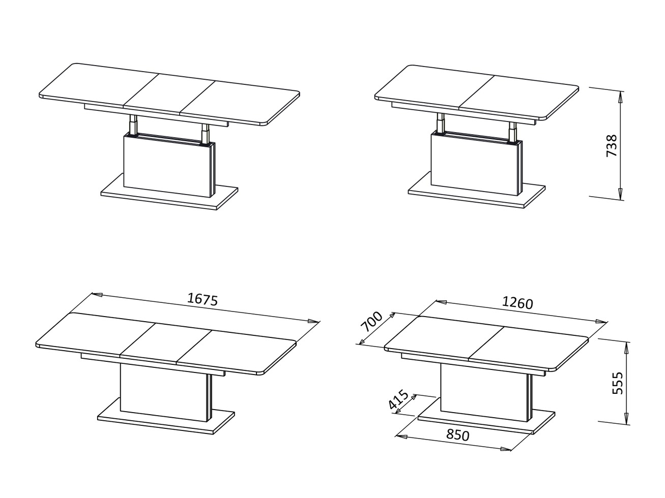 Table basse transformateur Houston 1253 (Cachemire)