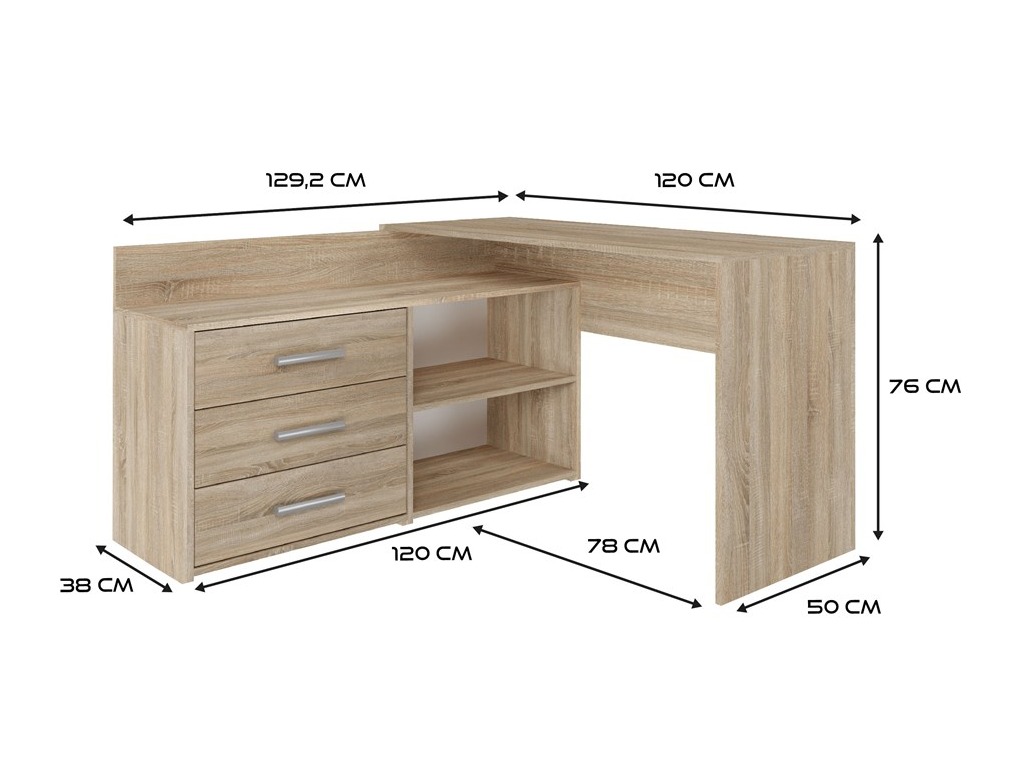 Bureau d'angle Mandeville 131 (Sonoma chêne)