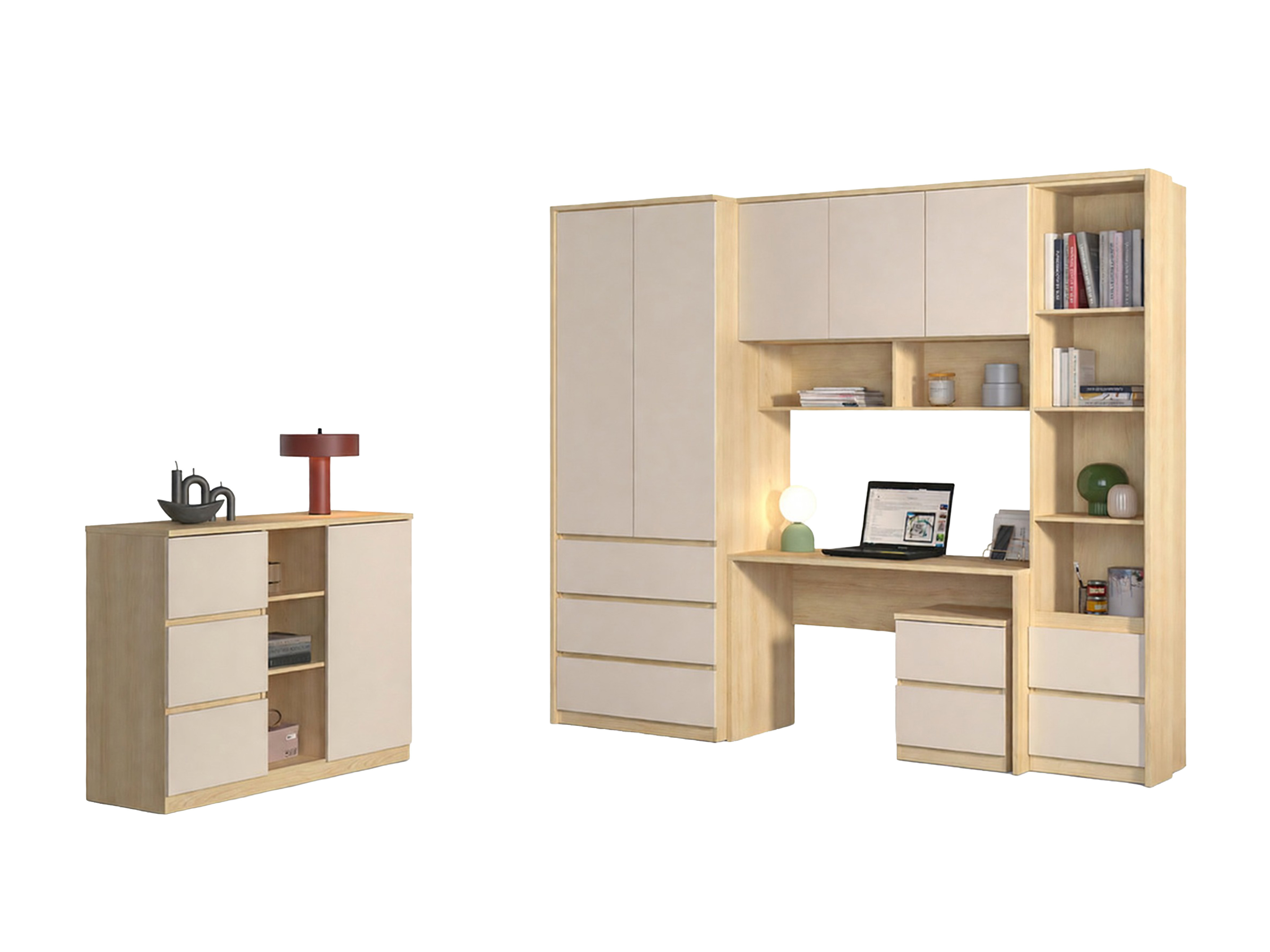 Ensemble de meubles Nolcala 122 (Chêne + Beige)