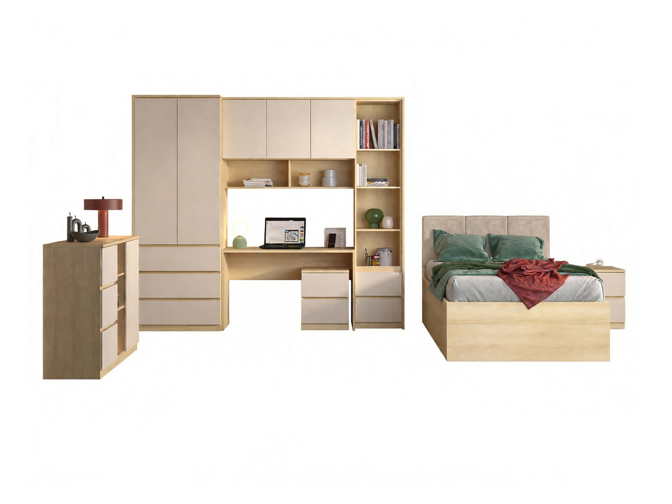 Ensemble de meubles Nolcala 123 (Chêne + Beige)