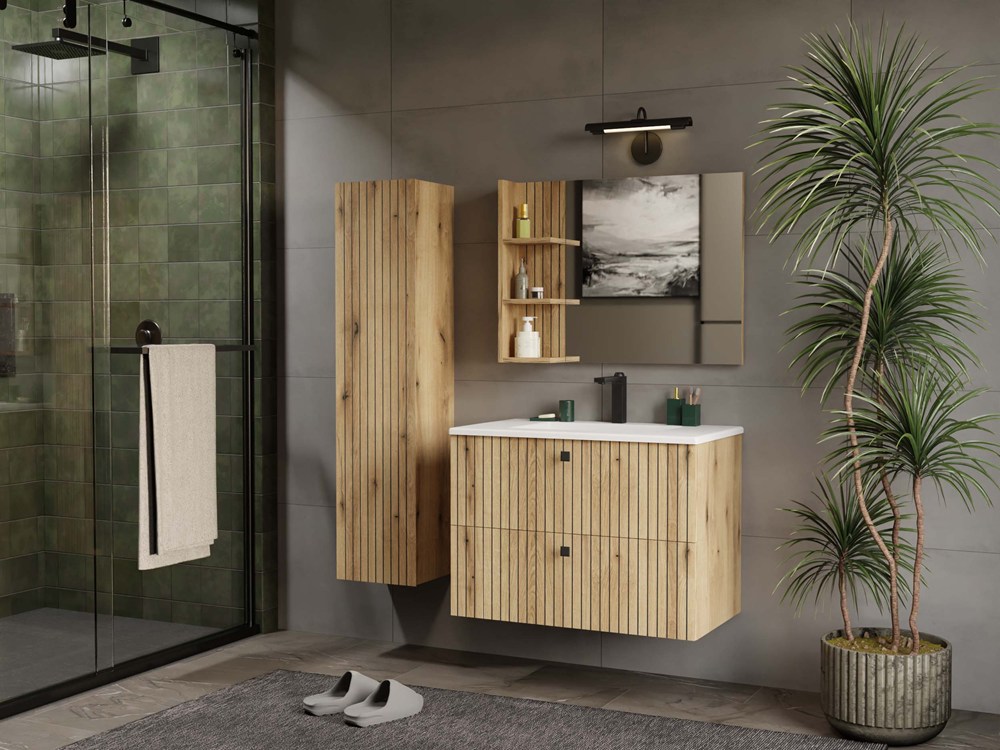 Armoire de salle de bains murale pour lavabo Mandeville 315 (Chêne)