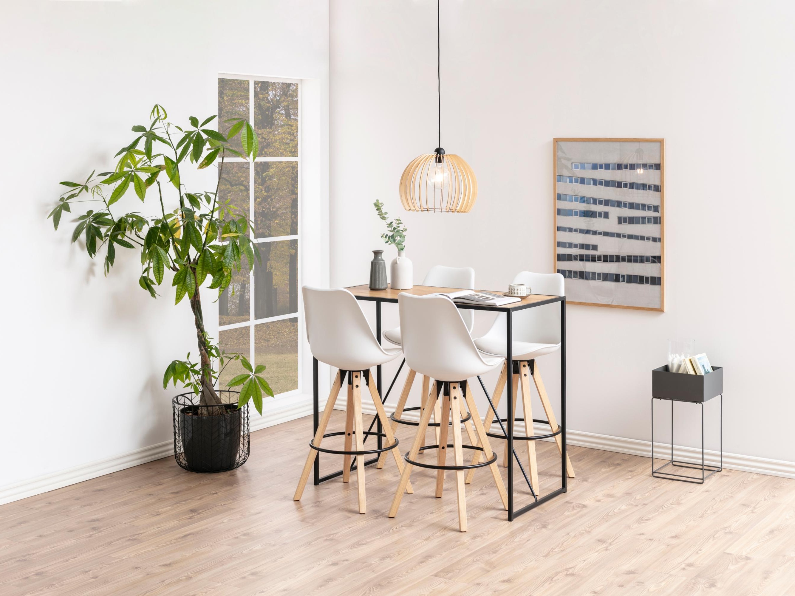 Table de bar Norsica Sevferi 162 (Noir + Chêne sauvage)