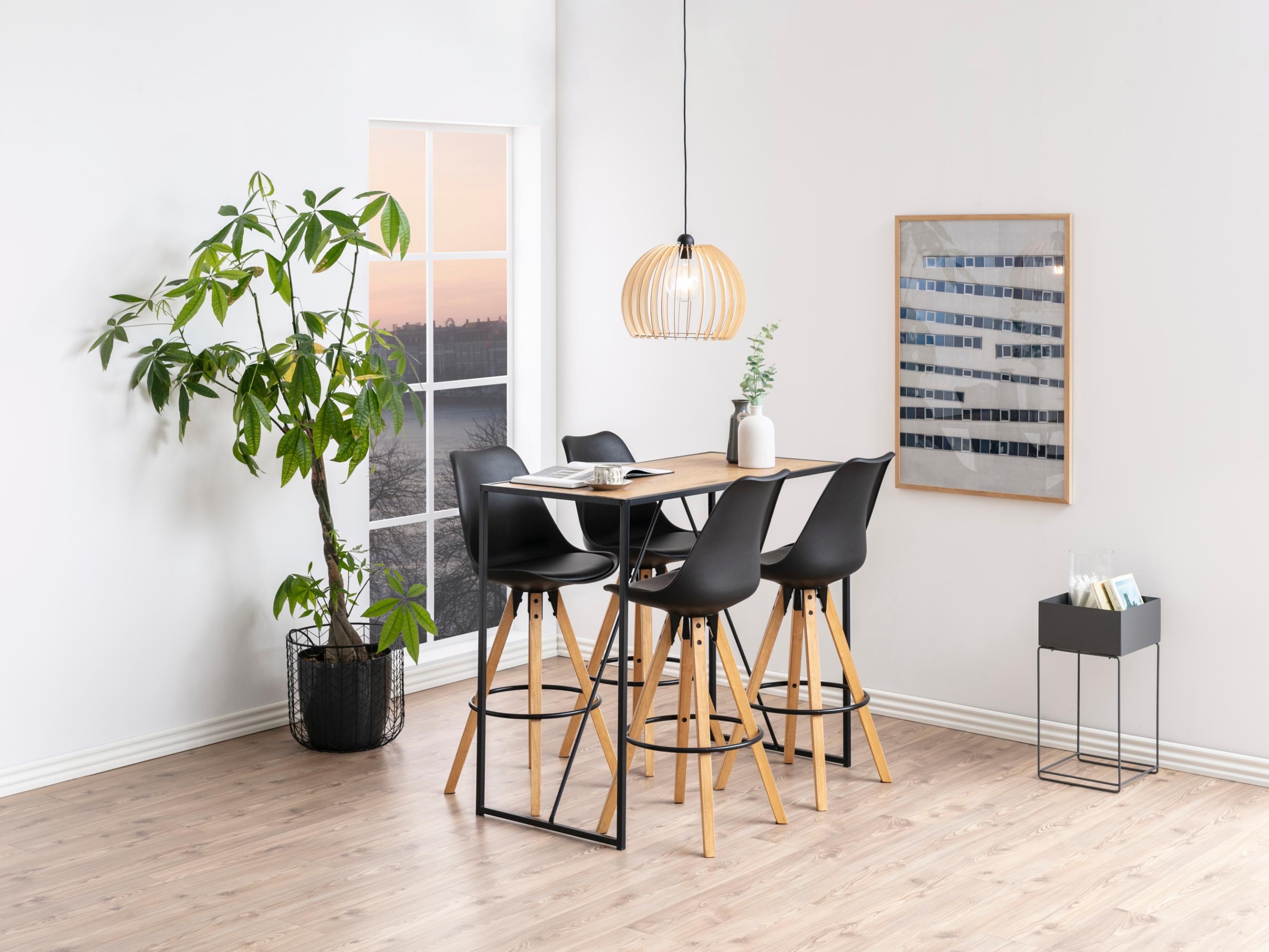 Table de bar Norsica Sevferi 162 (Noir + Chêne sauvage)
