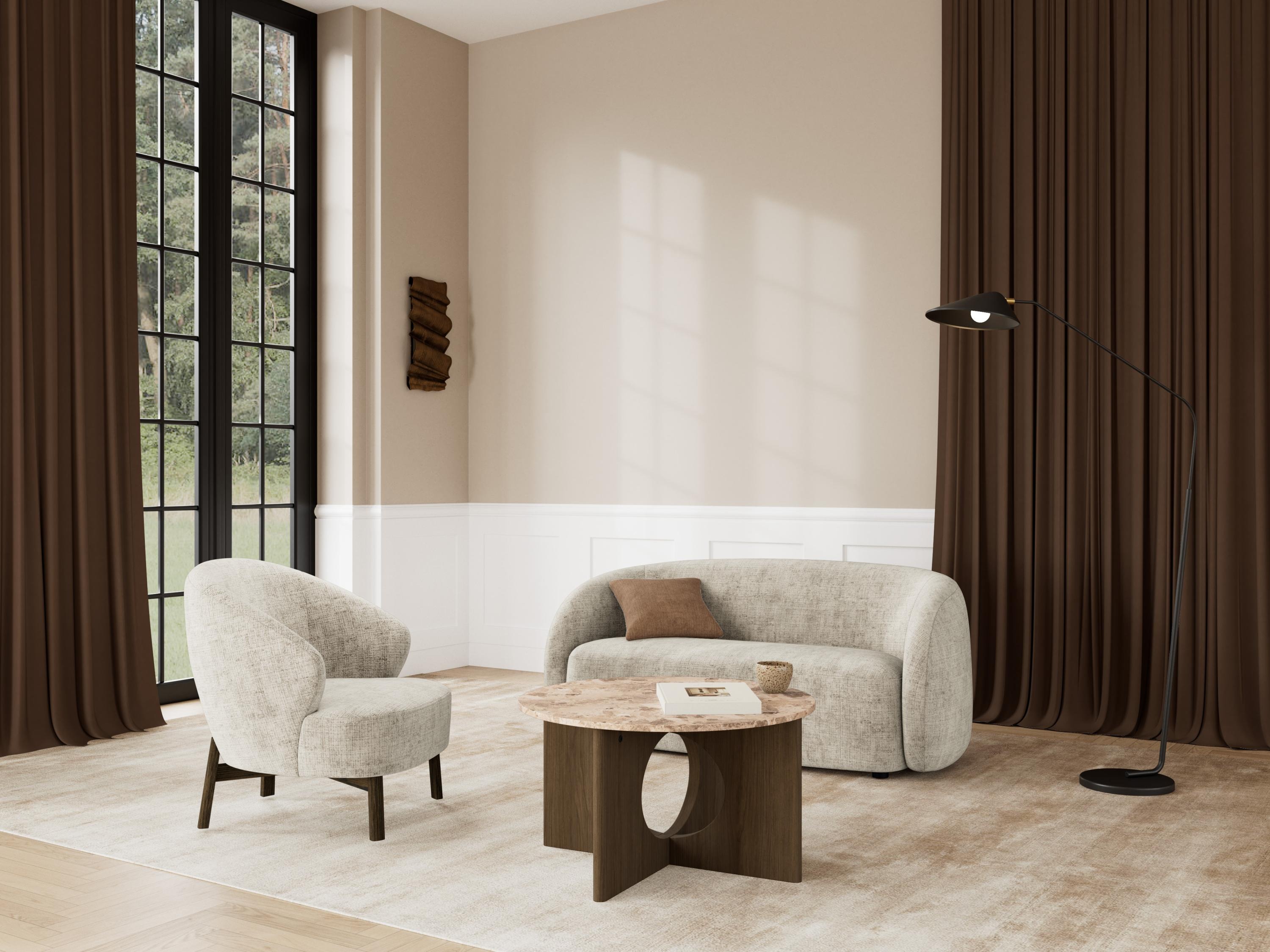 Fauteuil Norsica 1064 (Beige + Chêne foncé)