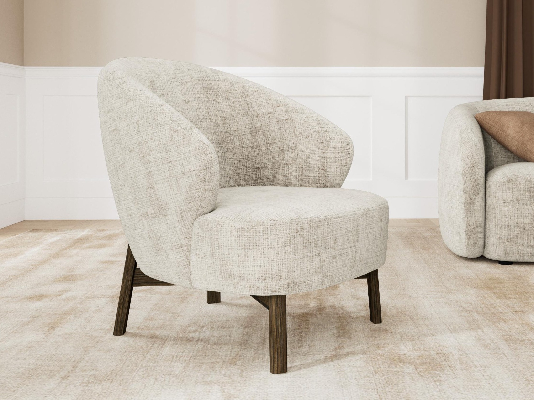 Fauteuil Norsica 1064 (Beige + Chêne foncé)