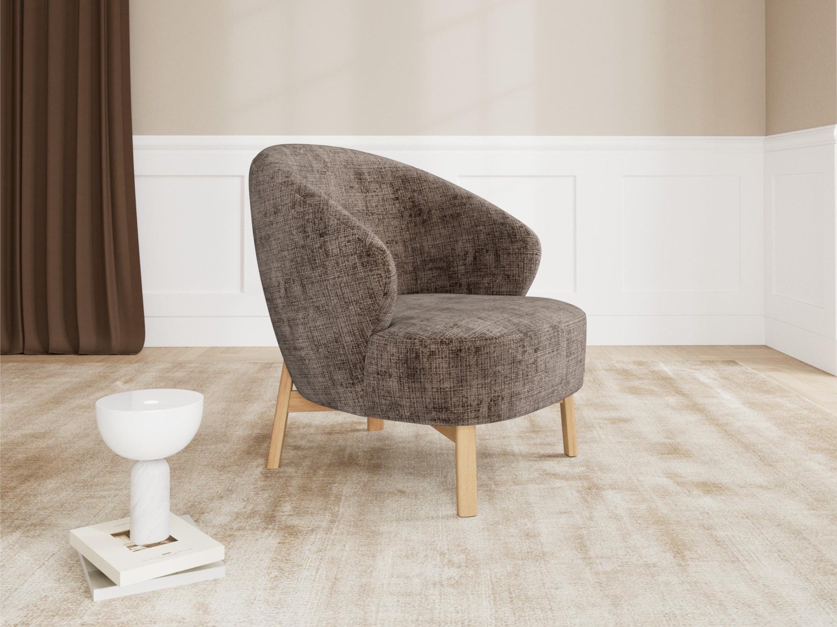 Fauteuil Norsica 1064 (Brun foncé + Chêne)