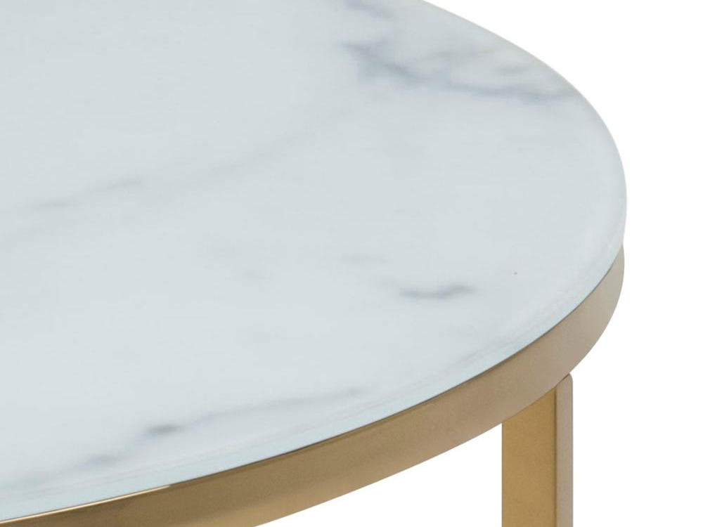 Table basse Norsica 554 (Doré + Marbre blanc)