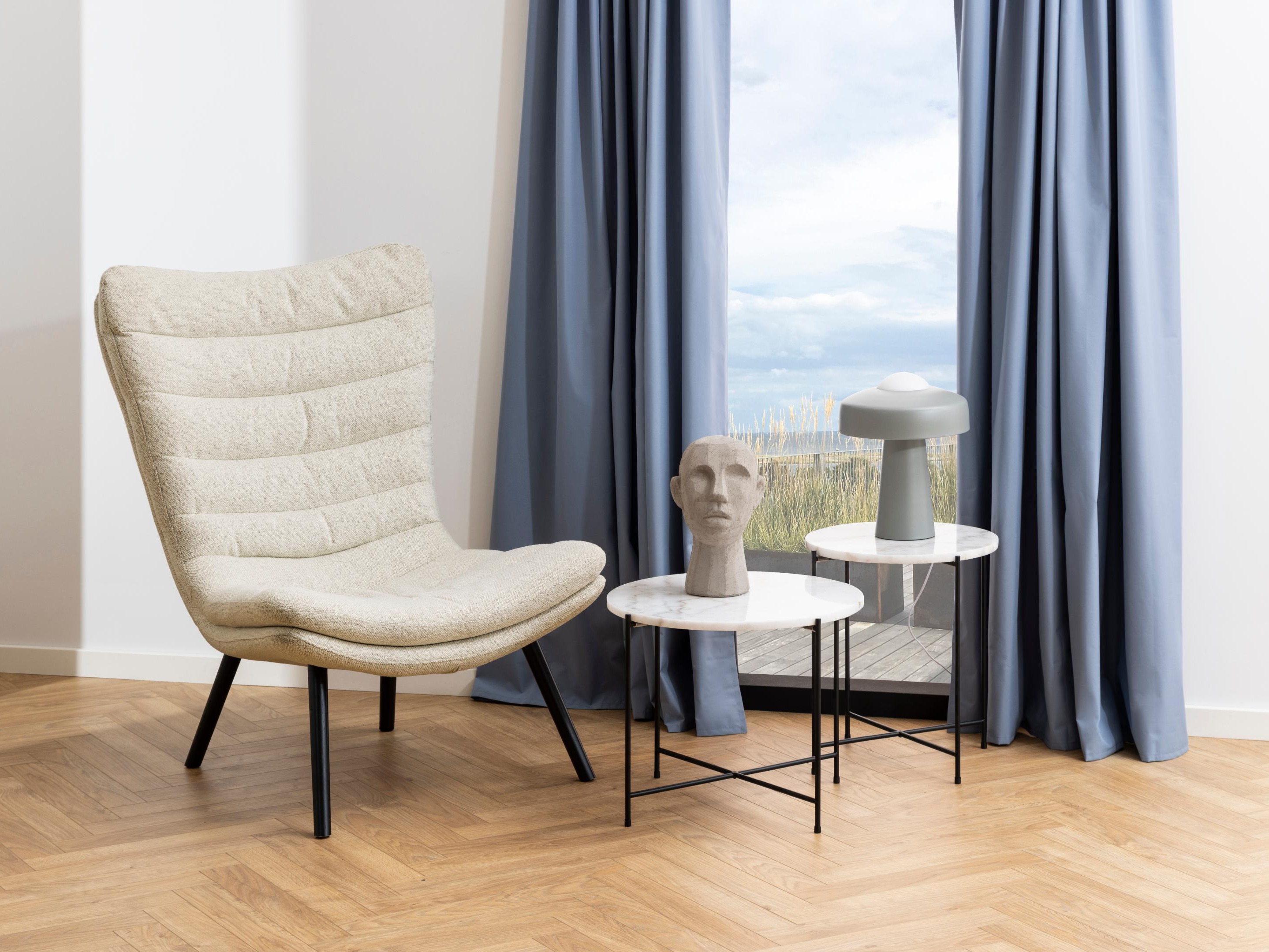 Table d'appoint Norsica 609 (Marbre blanc + Noir)