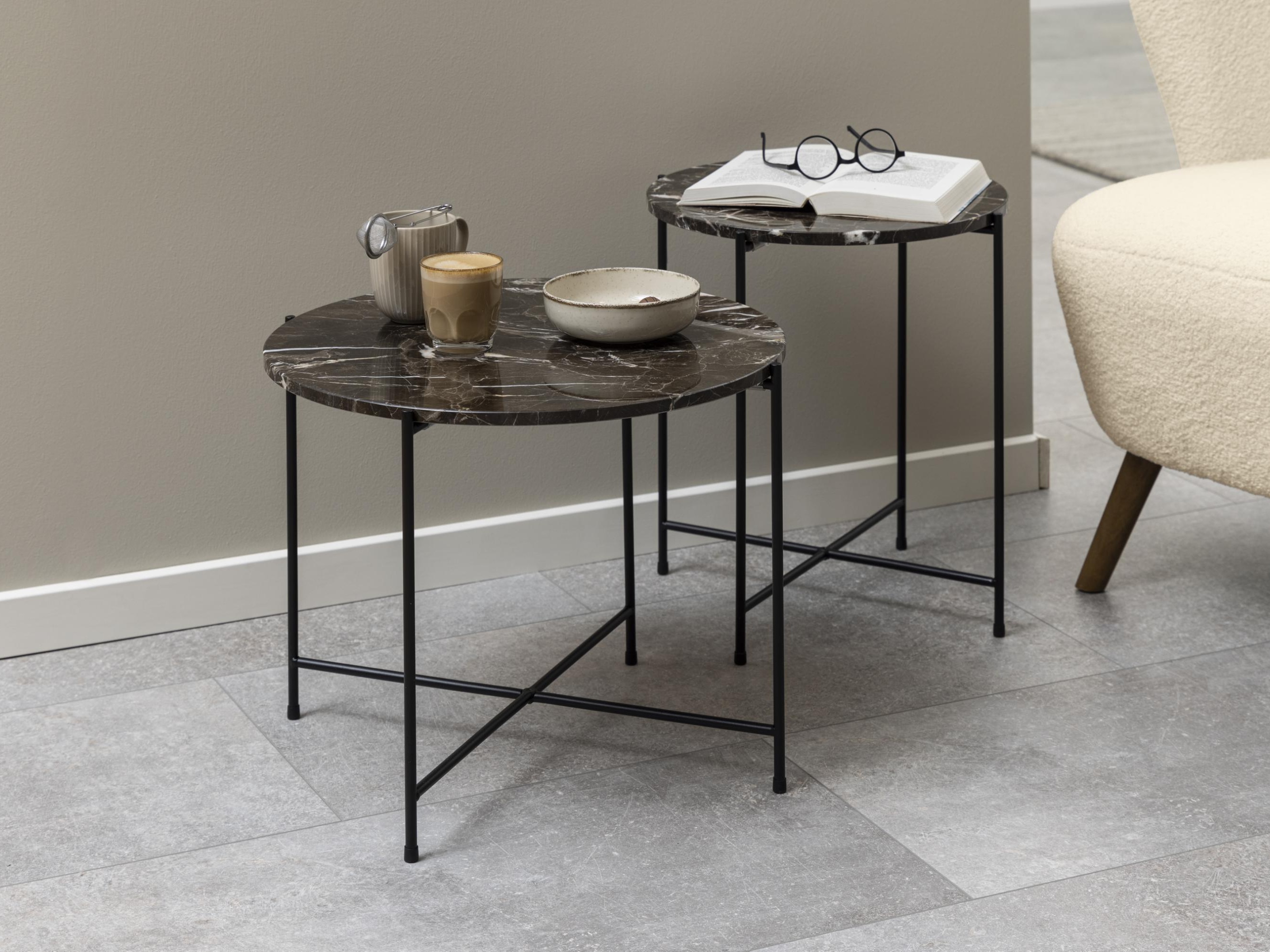 Table d'appoint Norsica 609 (Marbre marron + Noir)