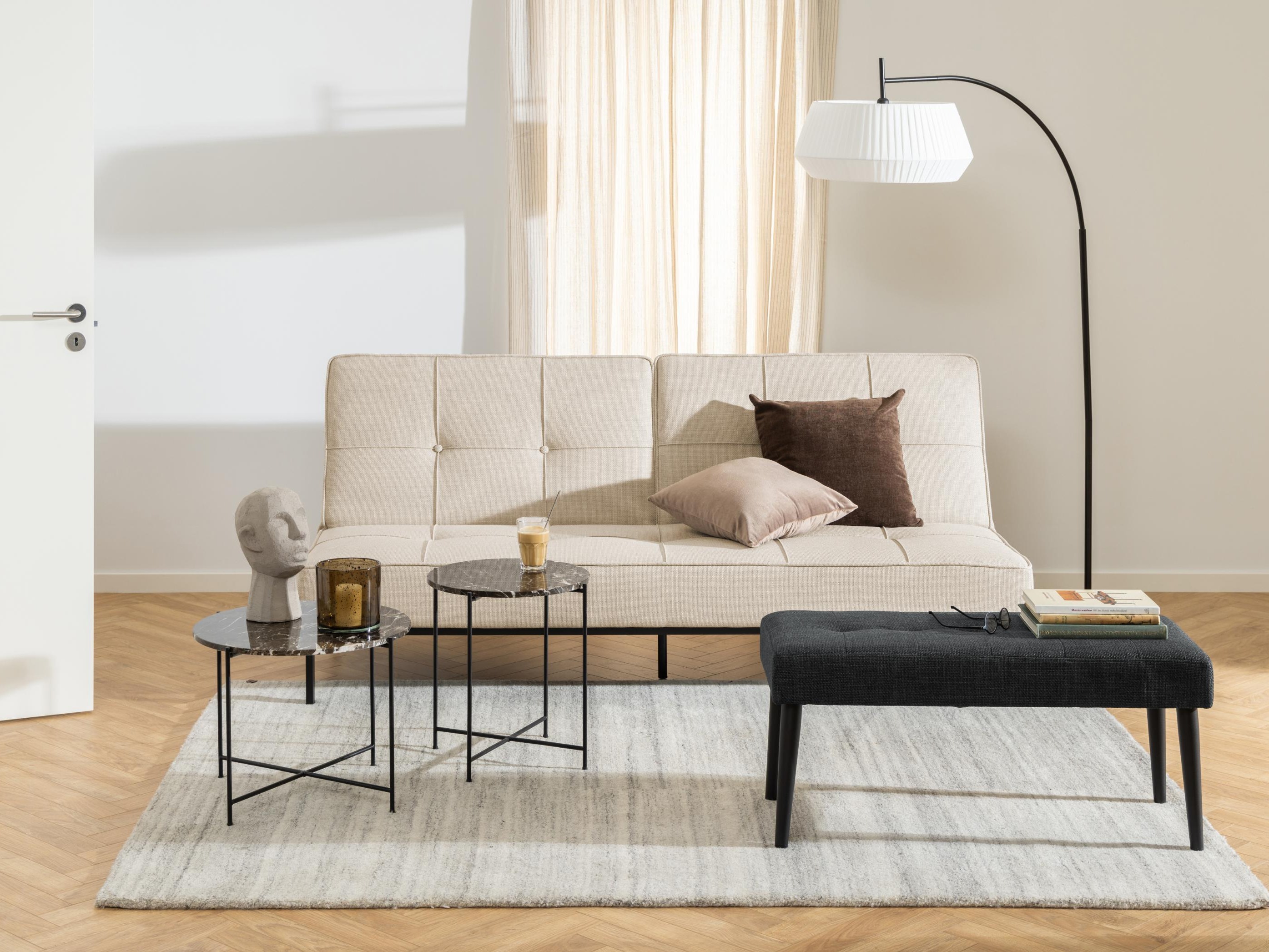 Table d'appoint Norsica 609 (Marbre marron + Noir)
