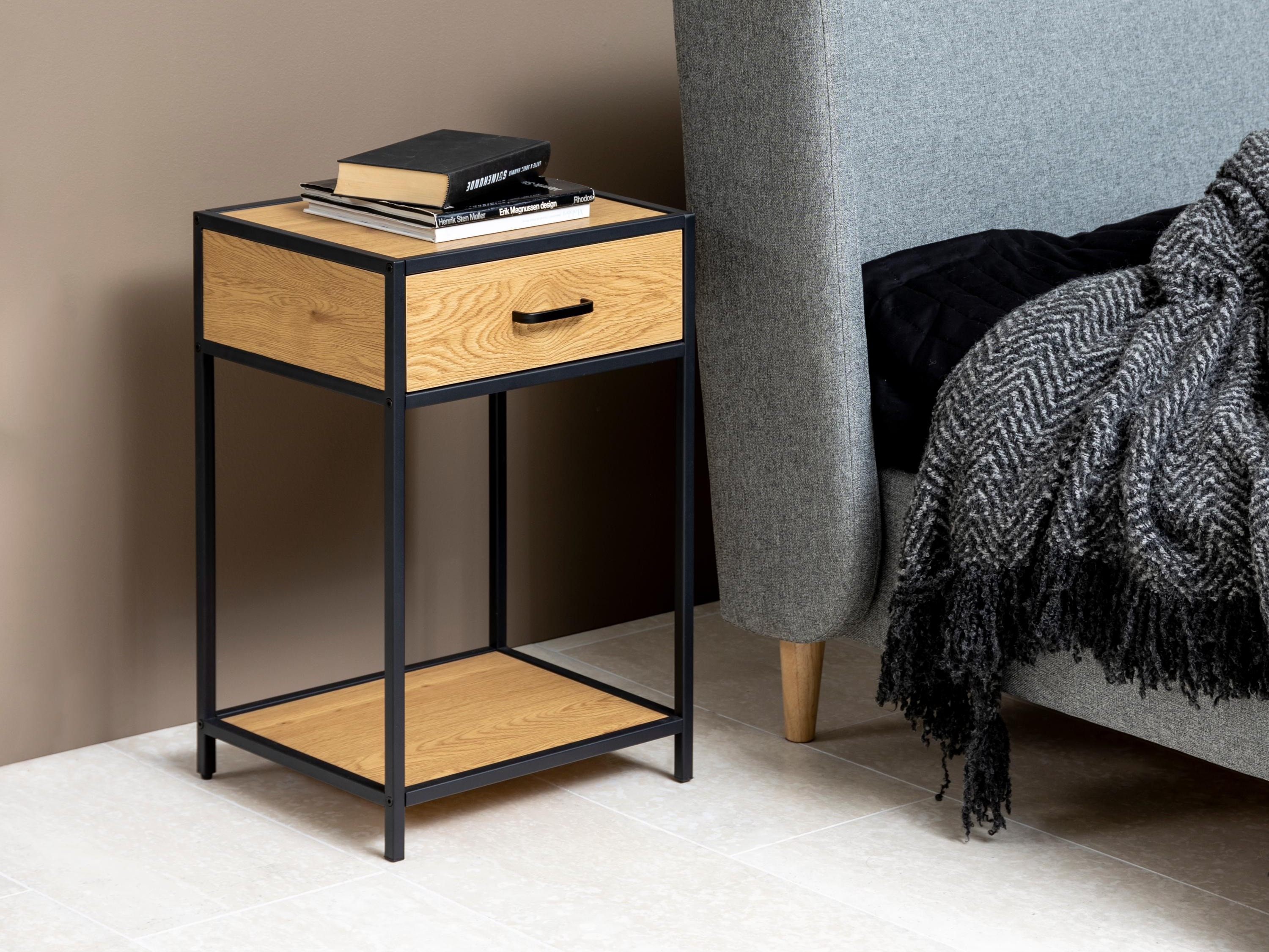 Table de chevet Norsica Sevferi 128 (Chêne sauvage + Noir)