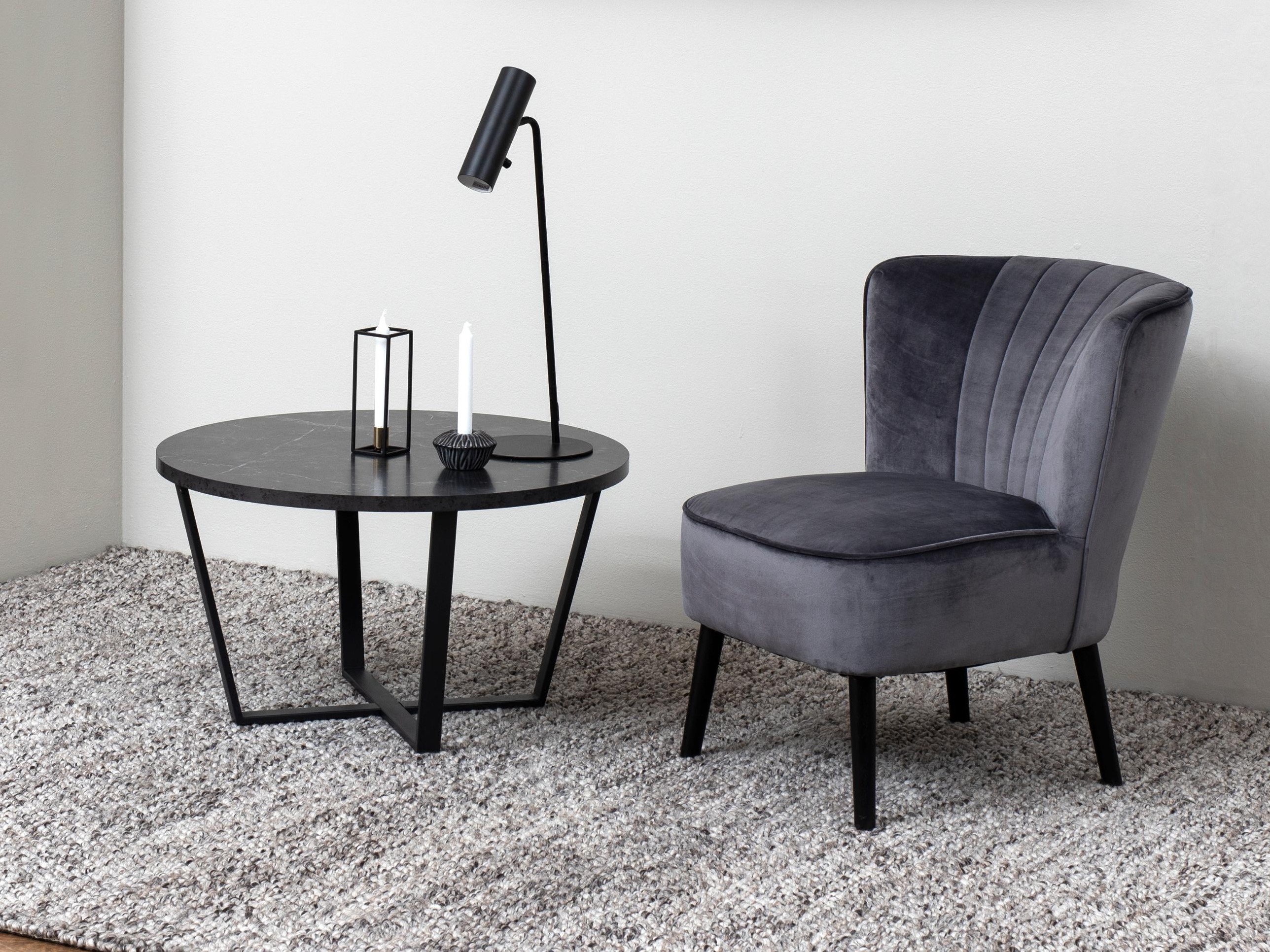 Table basse Norsica 321 (Marbre noir + Noir)