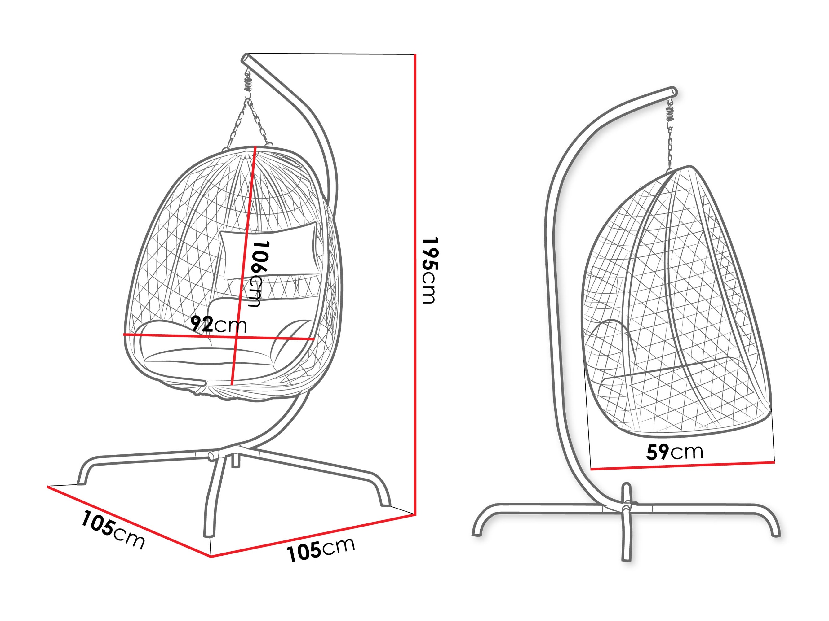 Chaise suspendu Magistra (Crème + Noir)
