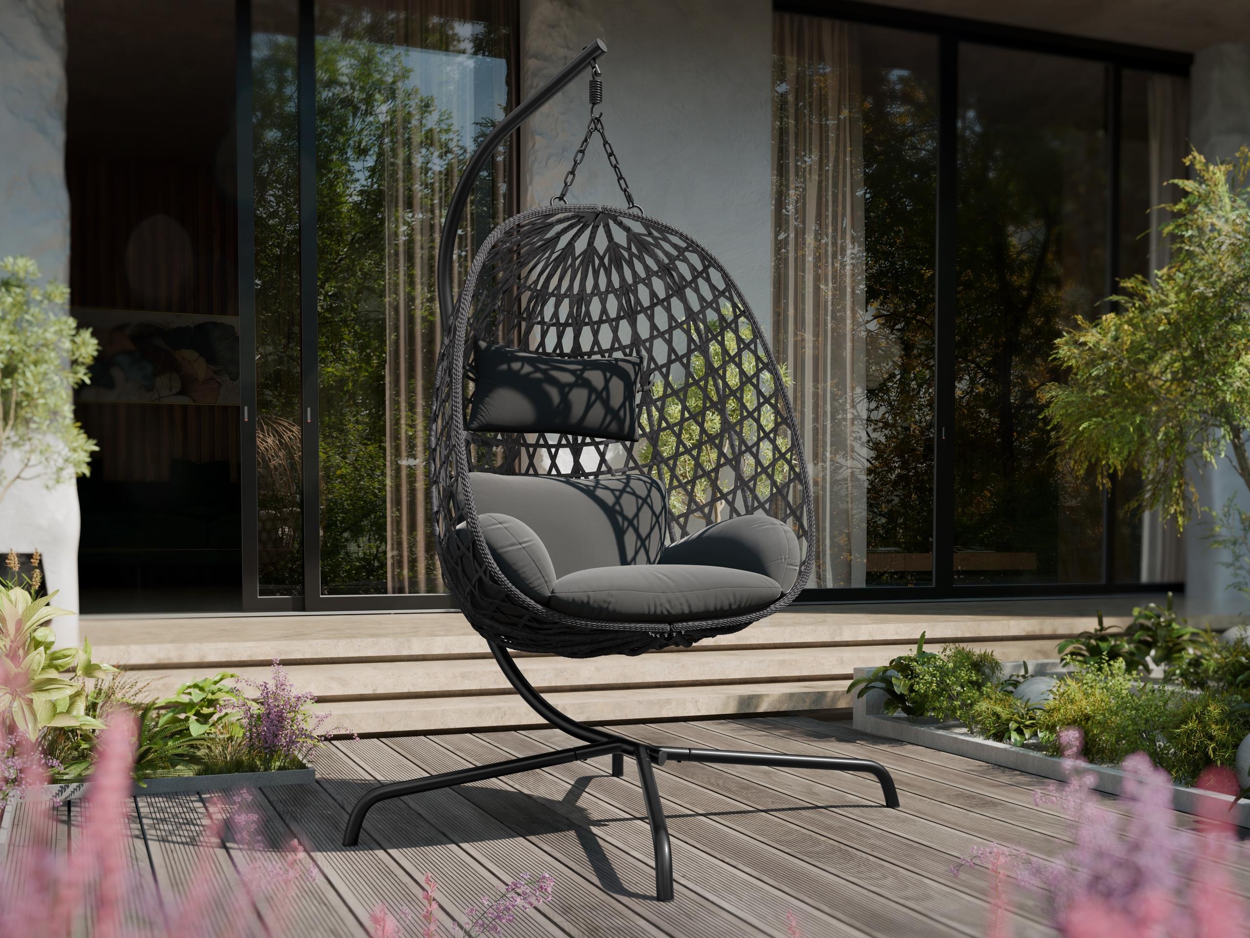 Chaise suspendu Magistra (Gris foncé + Noir)
