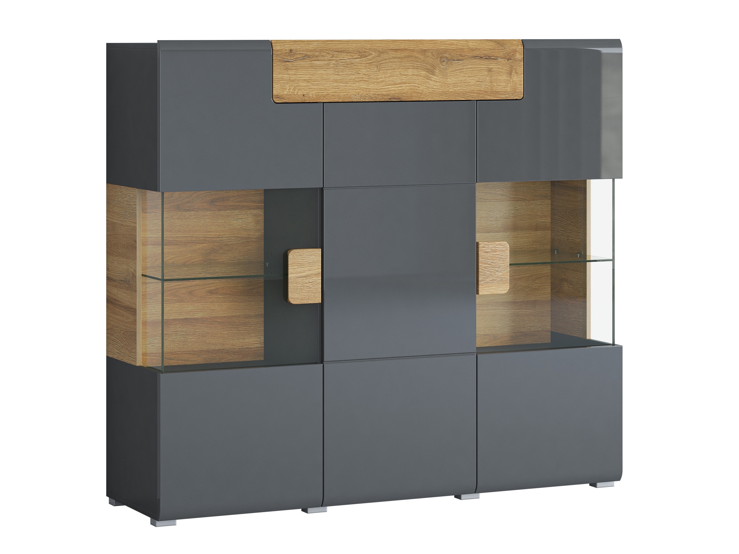 Buffet Torsone 100 (Anthracite + Gloss anthracite + Grandson chêne)
