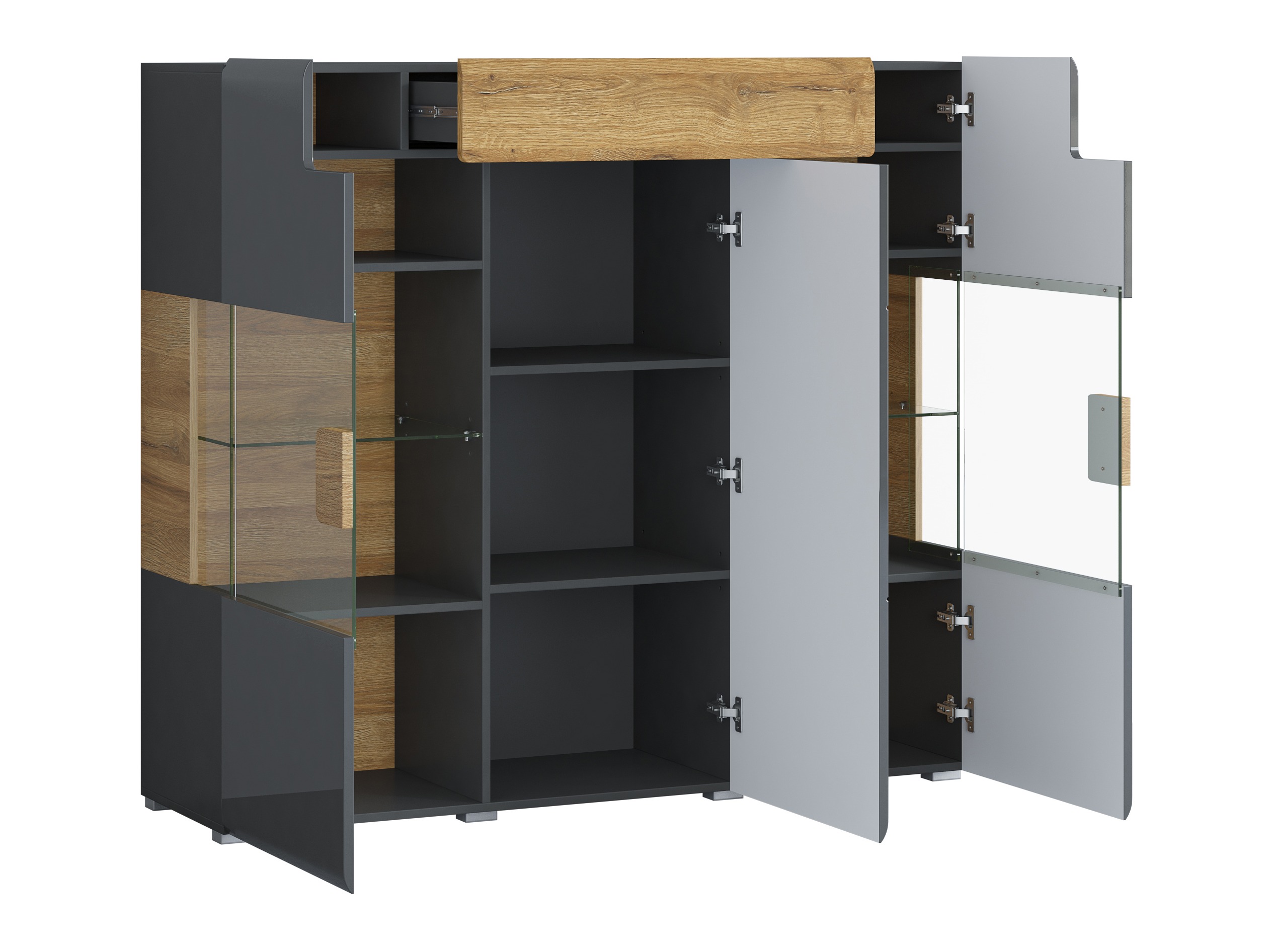 Buffet Torsone 100 (Anthracite + Gloss anthracite + Grandson chêne)