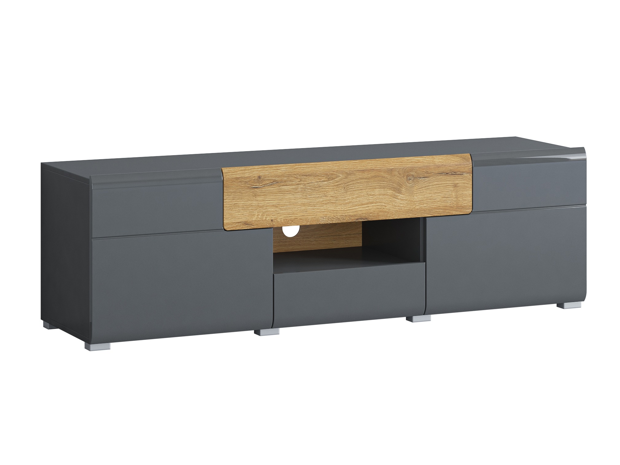 Meuble TV Torsone 101 (Anthracite + Gloss anthracite + Grandson chêne)