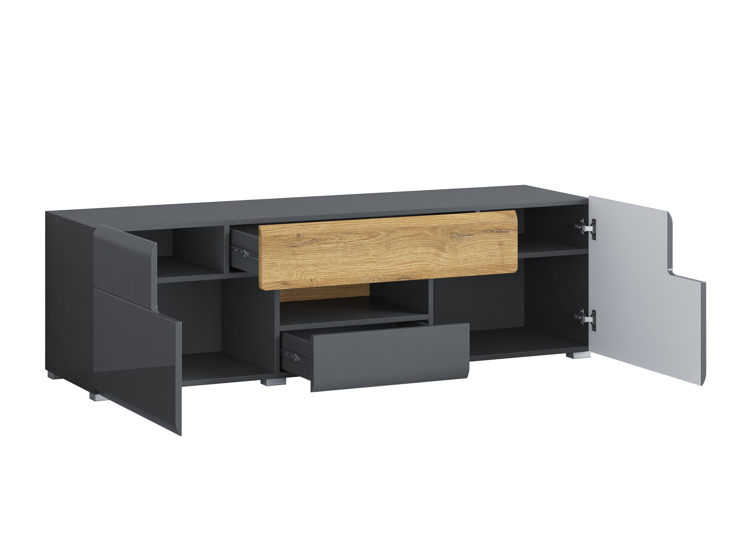 Meuble TV Torsone 101 (Anthracite + Gloss anthracite + Grandson chêne)