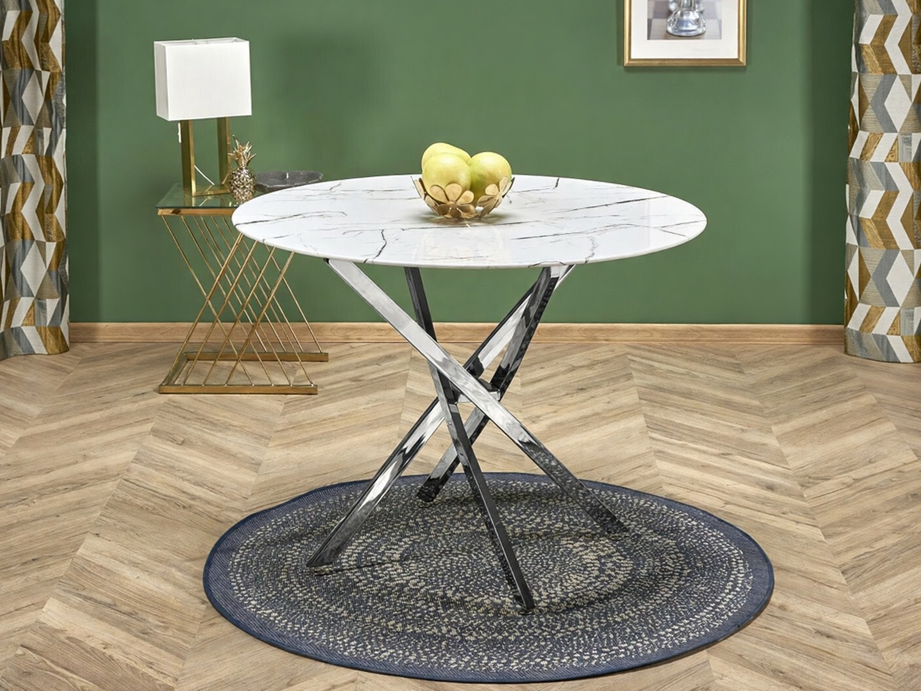 Table Houston 1538 (Argent + Marbre blanc)