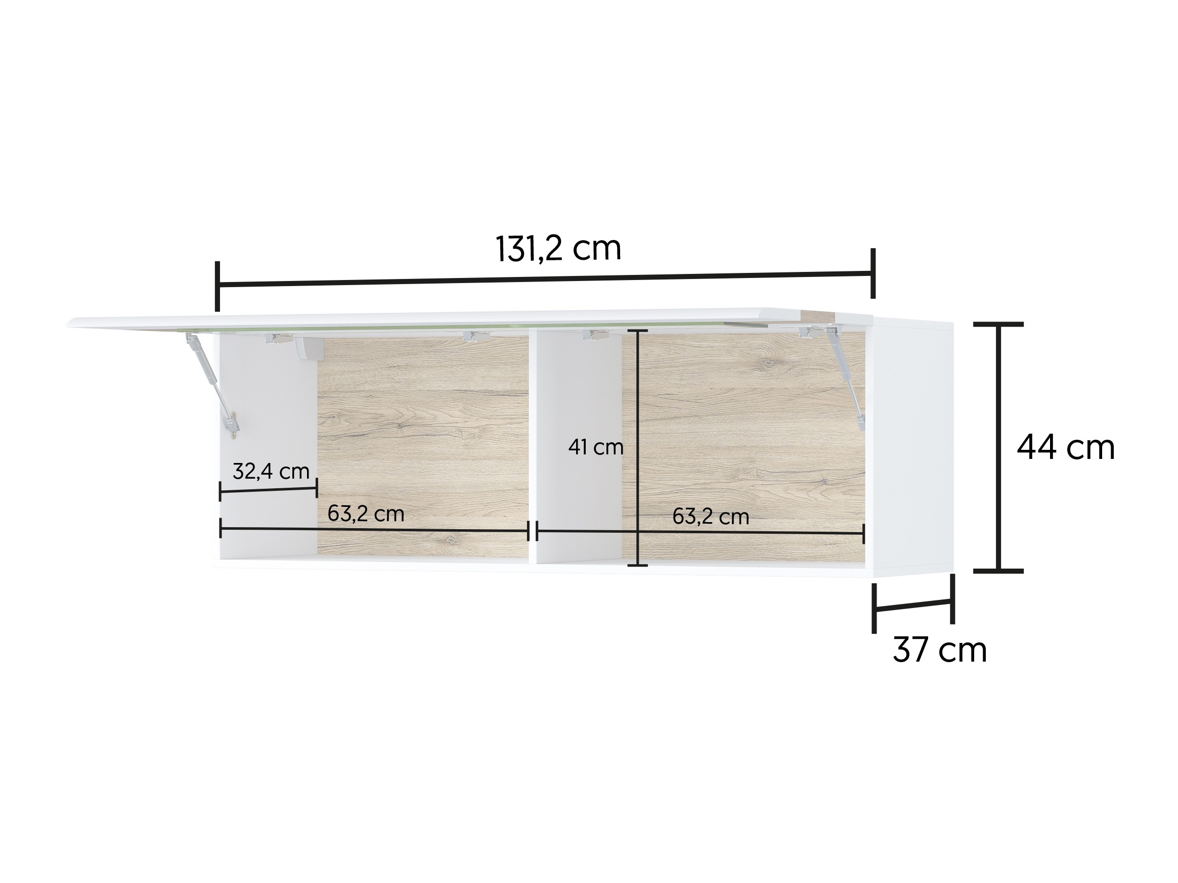 Armoire murale Torsone 116 (Blanc + Blanc brillant)