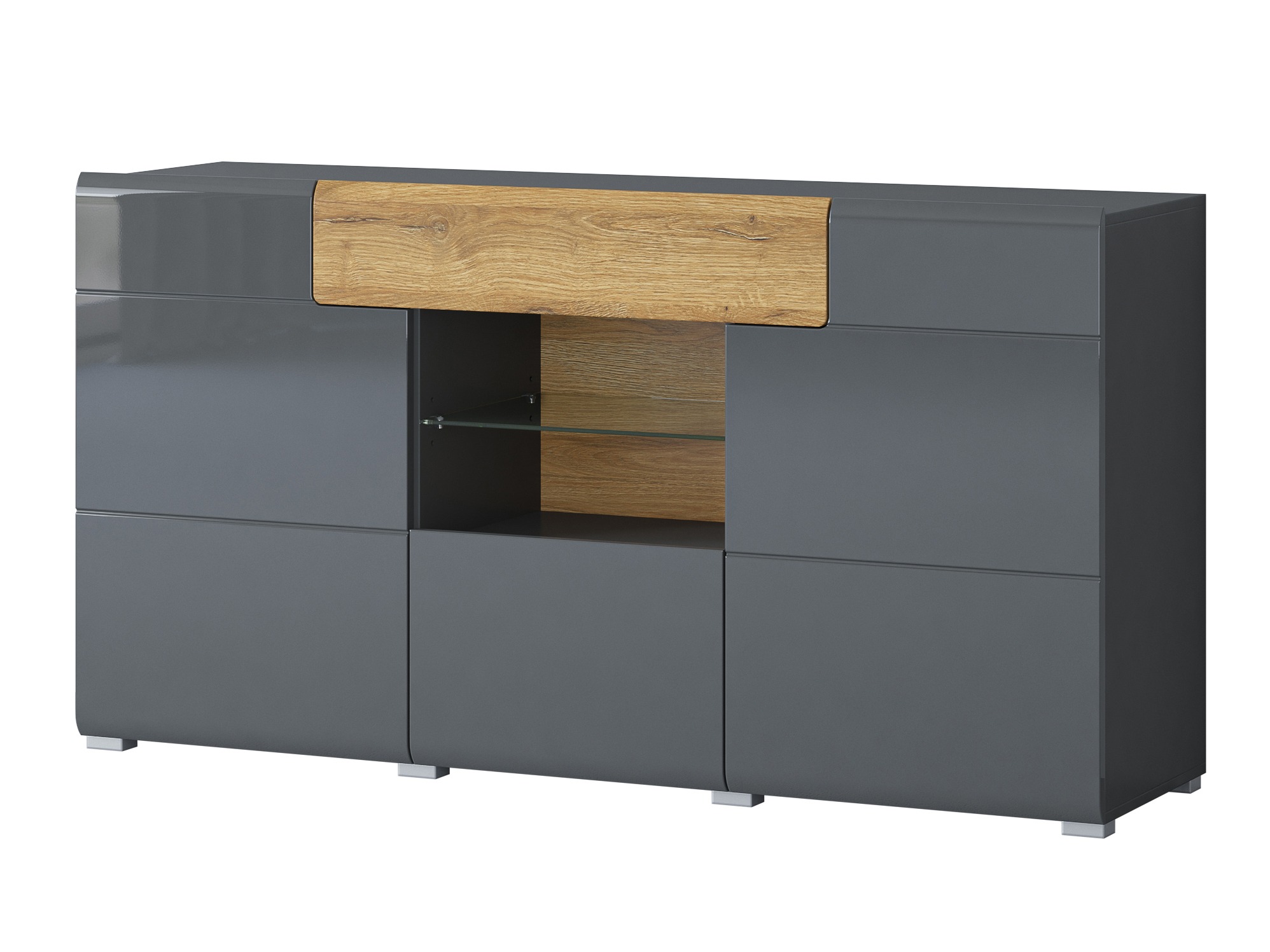Commode Torsone 108 (Anthracite + Gloss anthracite + Grandson chêne)