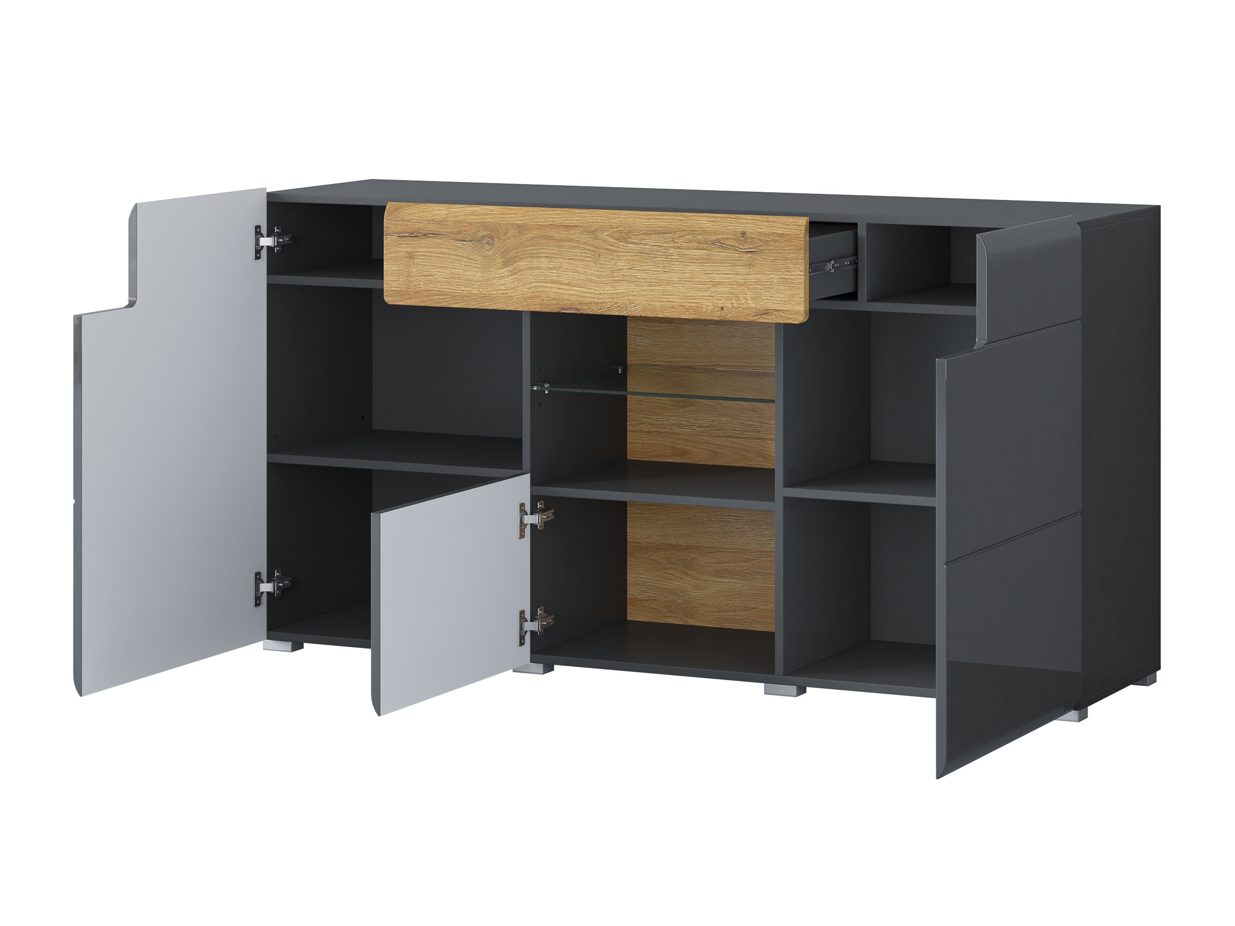 Commode Torsone 108 (Anthracite + Gloss anthracite + Grandson chêne)