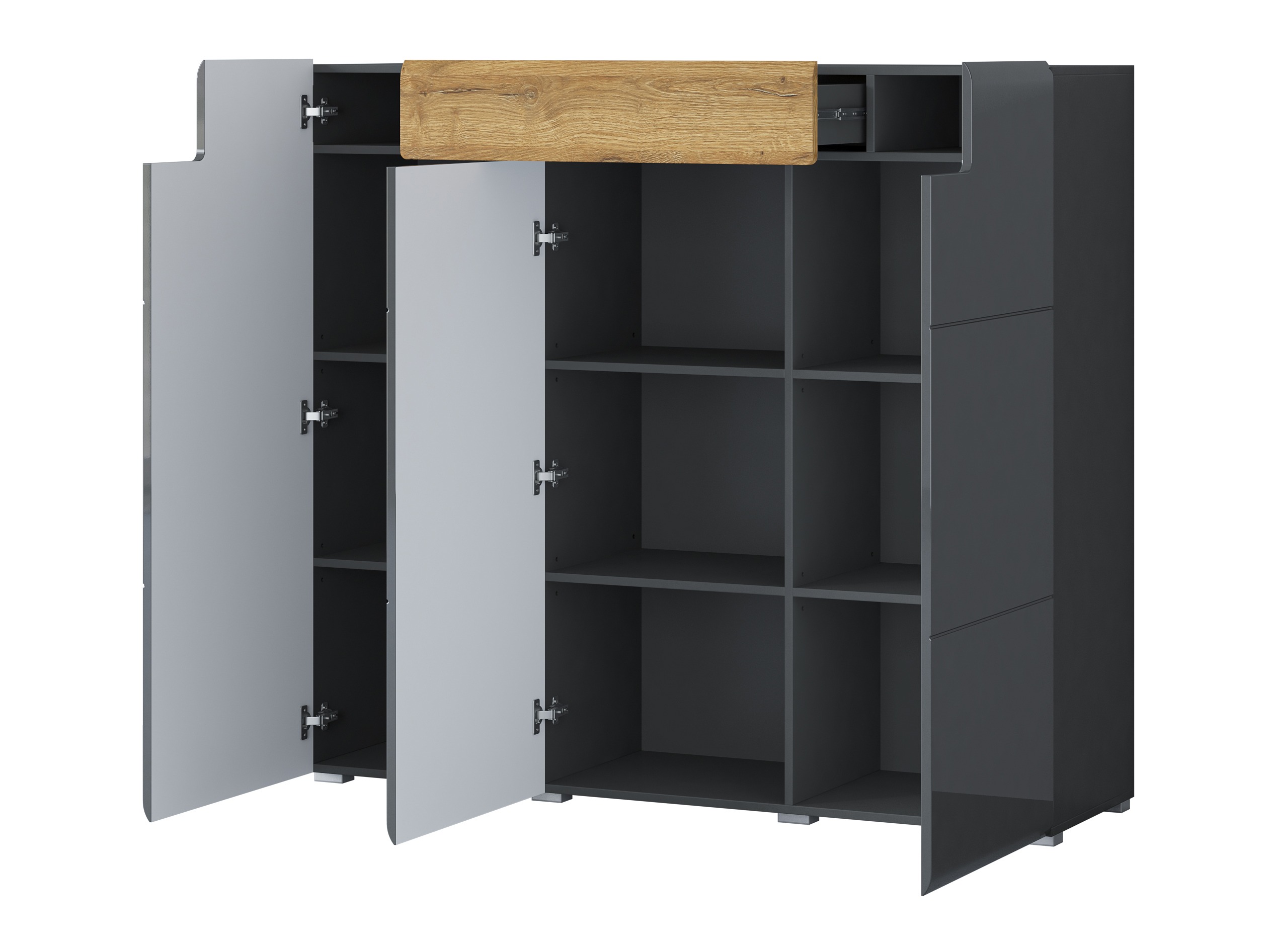 Commode Torsone 112 (Anthracite + Gloss anthracite + Grandson chêne)