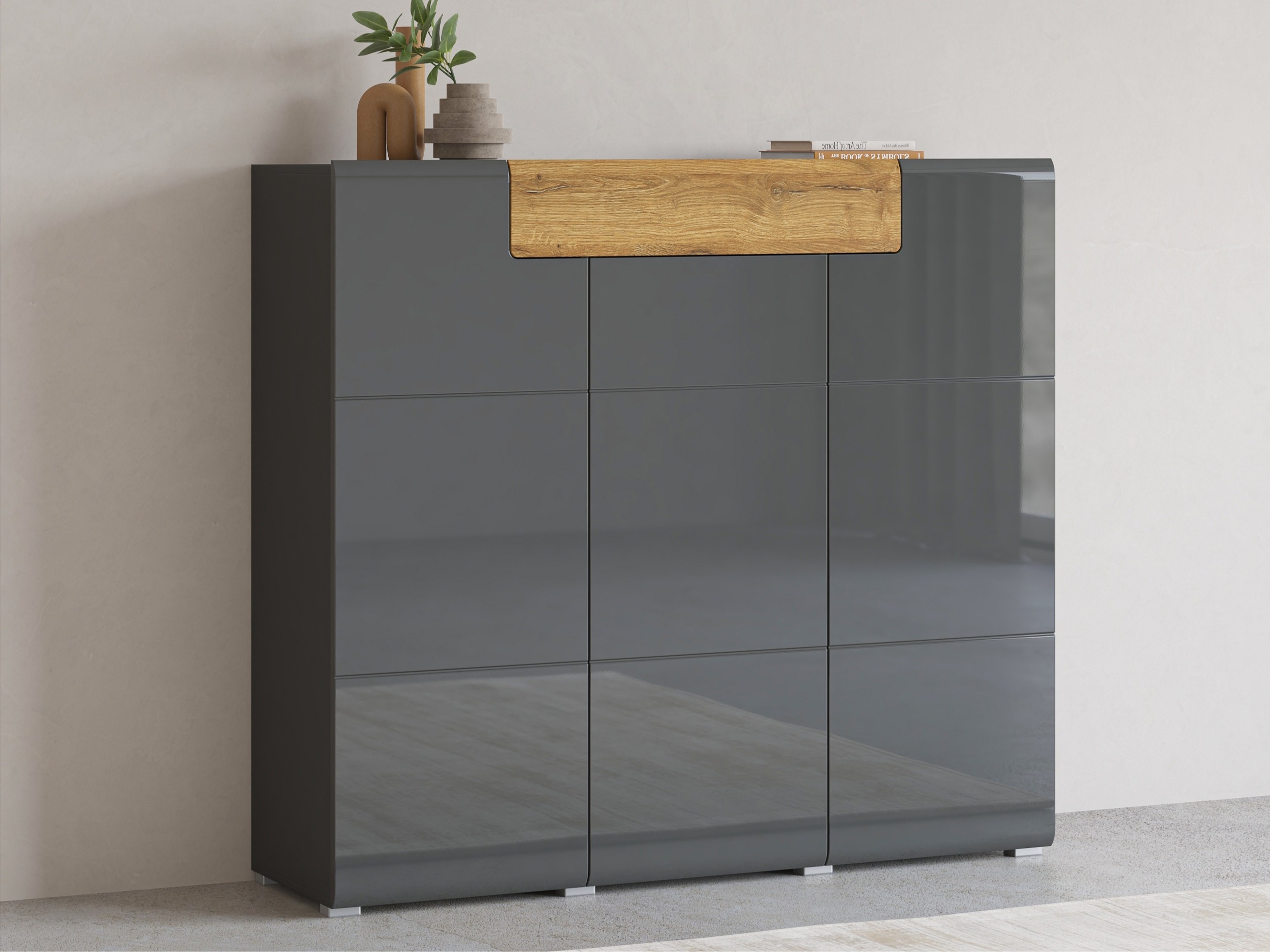 Commode Torsone 112 (Anthracite + Gloss anthracite + Grandson chêne)