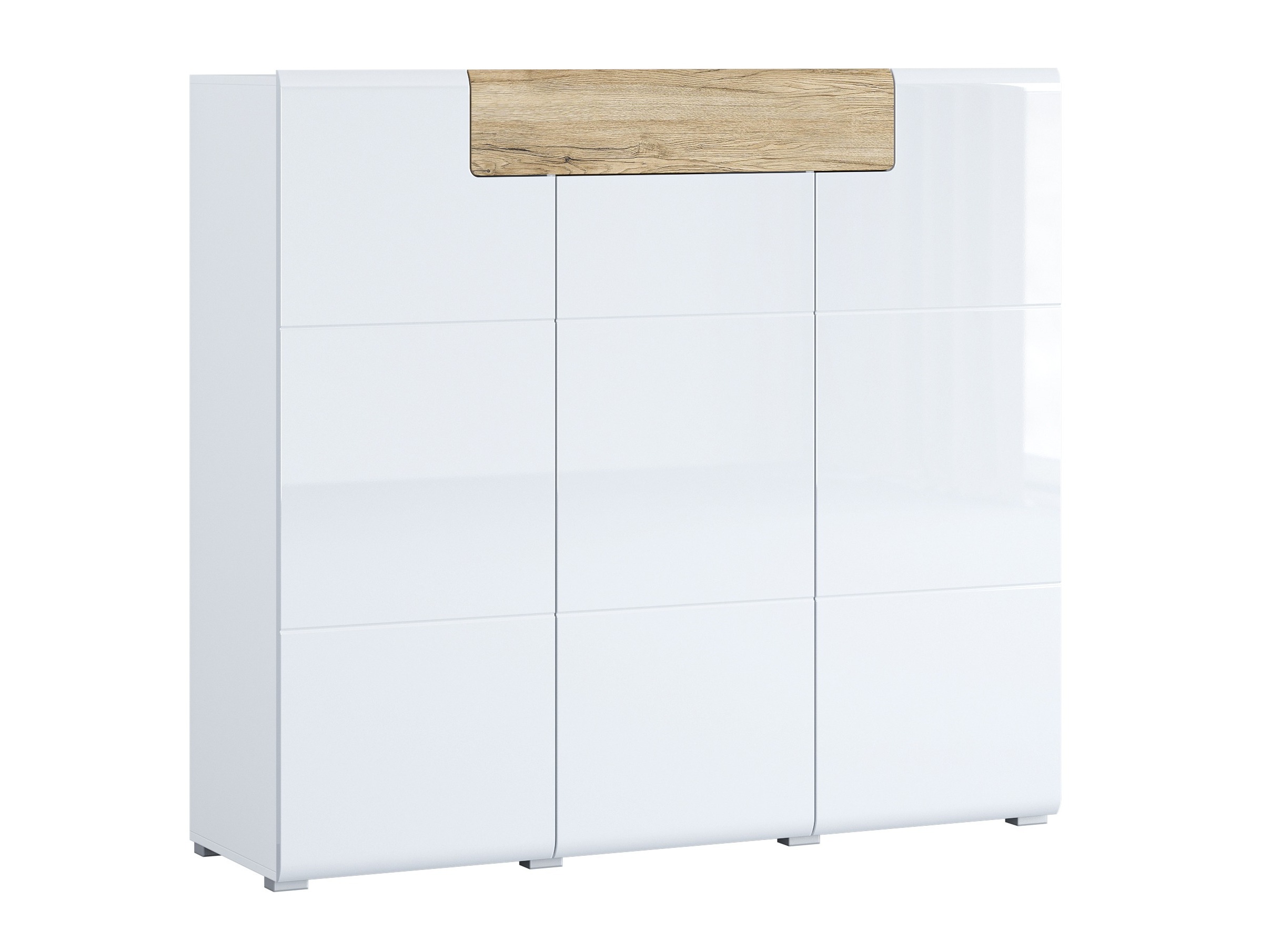 Commode Torsone 112 (Blanc + Blanc brillant + Chêne de san remo)