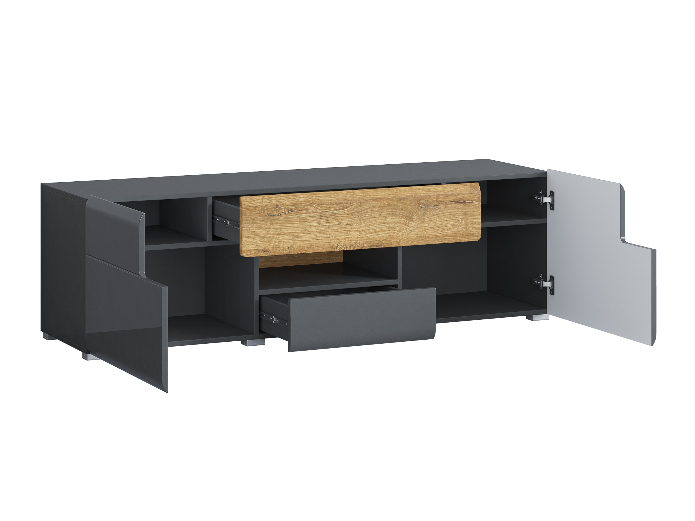 Ensemble de salon Torsone 104 (Anthracite + Gloss anthracite + Grandson chêne)