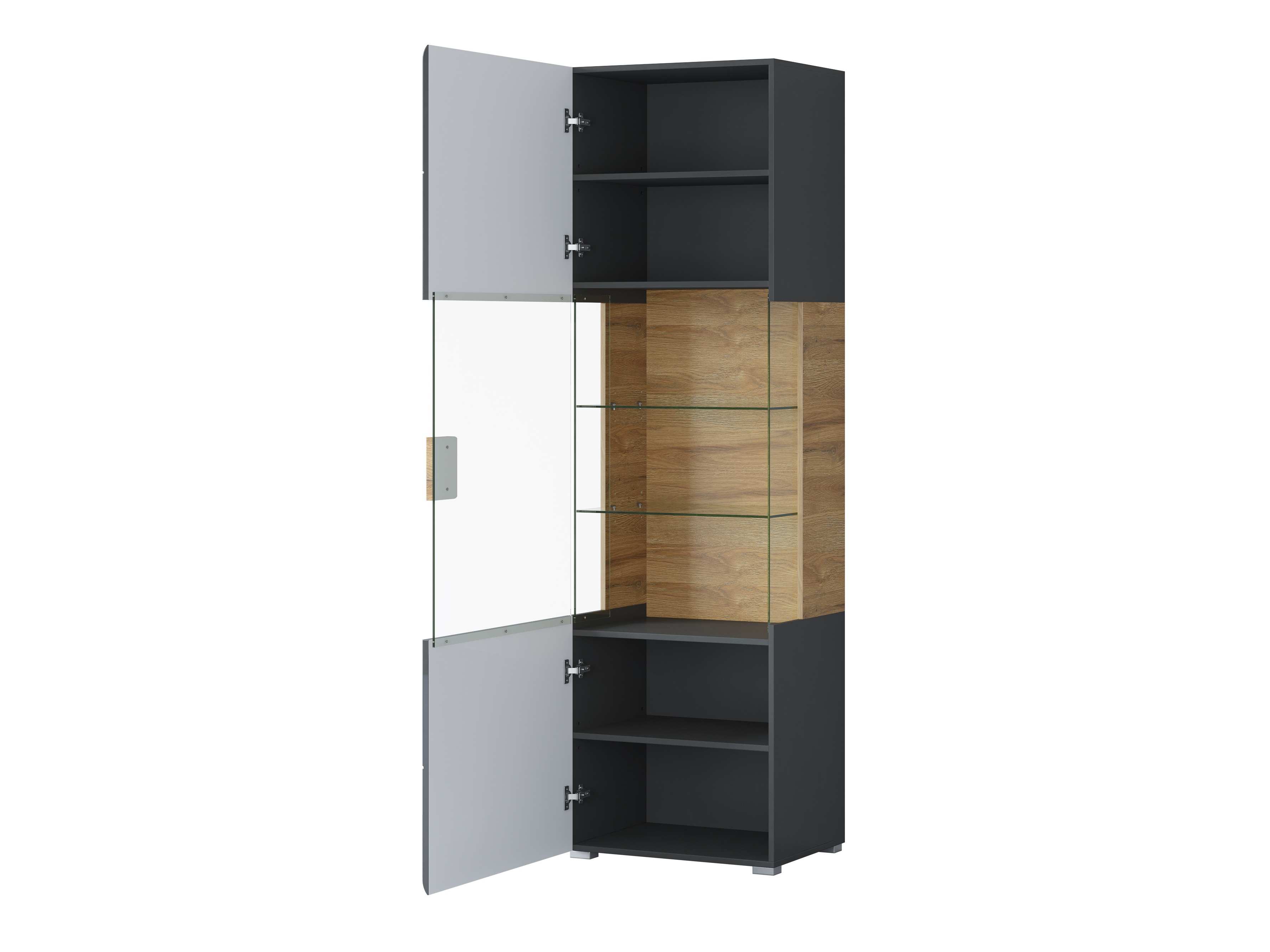 Ensemble de salon Torsone 104 (Anthracite + Gloss anthracite + Grandson chêne)