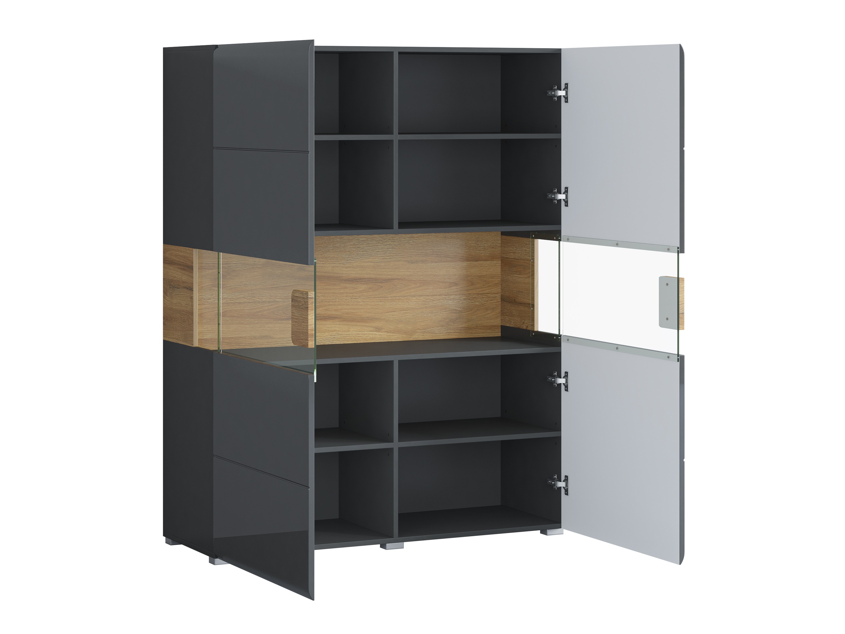 Ensemble de salon Torsone 104 (Anthracite + Gloss anthracite + Grandson chêne)