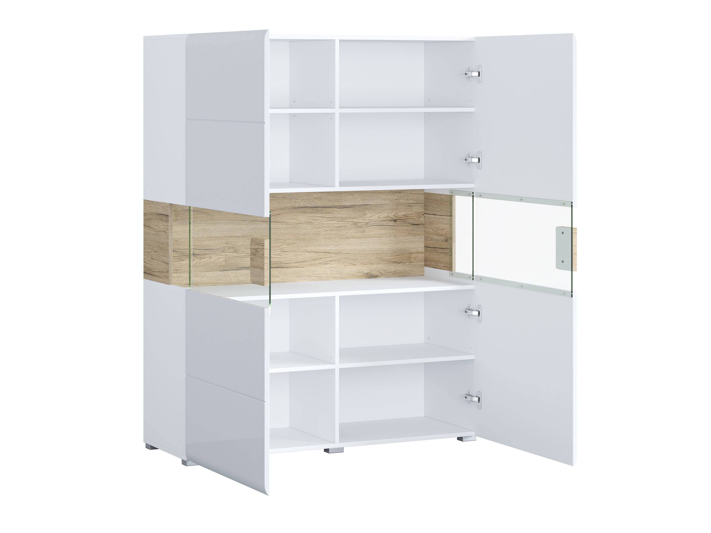 Ensemble de salon Torsone 104 (Blanc + Blanc brillant + Chêne de san remo)