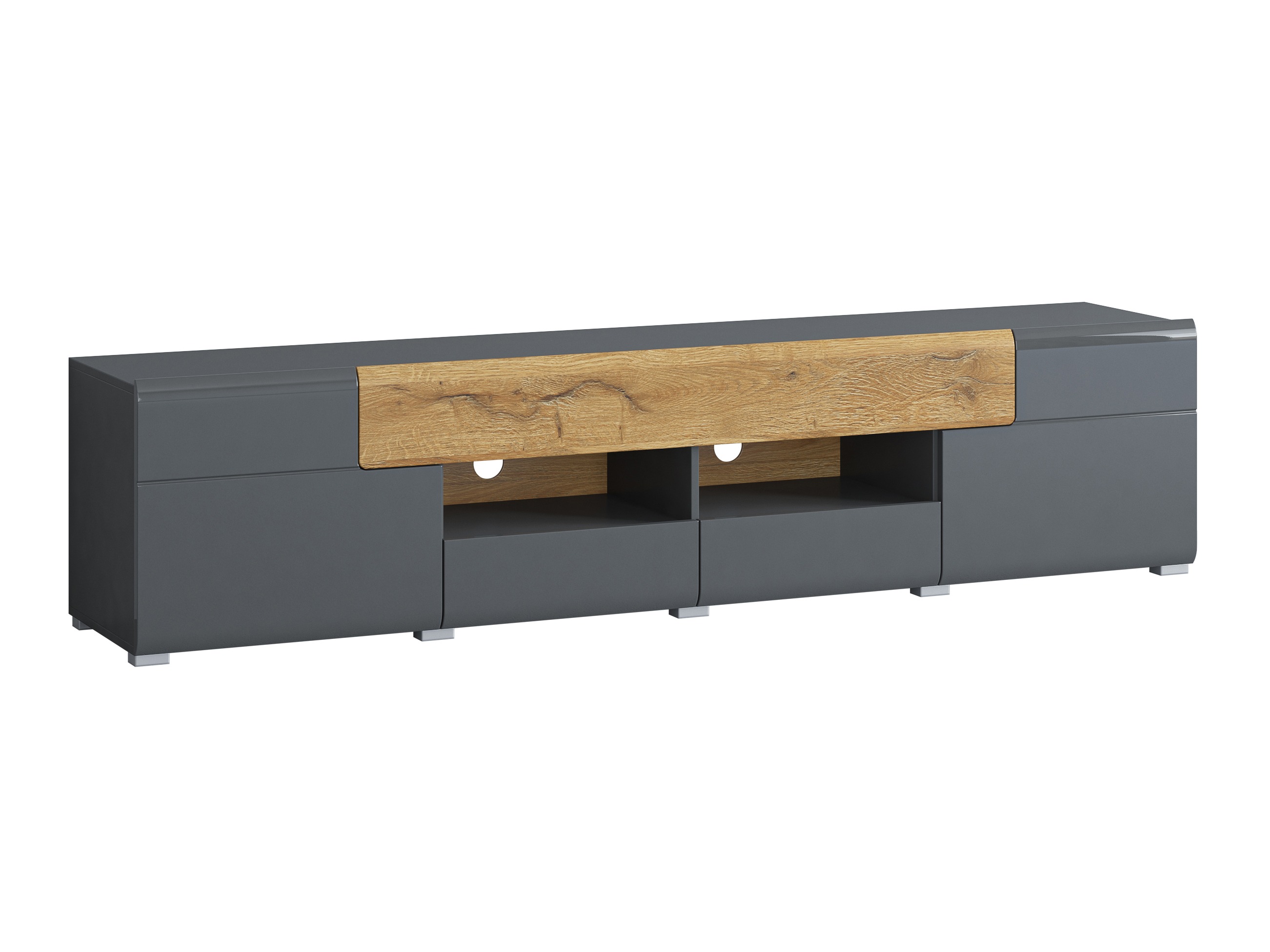 Meuble TV Torsone 113 (Anthracite + Gloss anthracite + Grandson chêne)