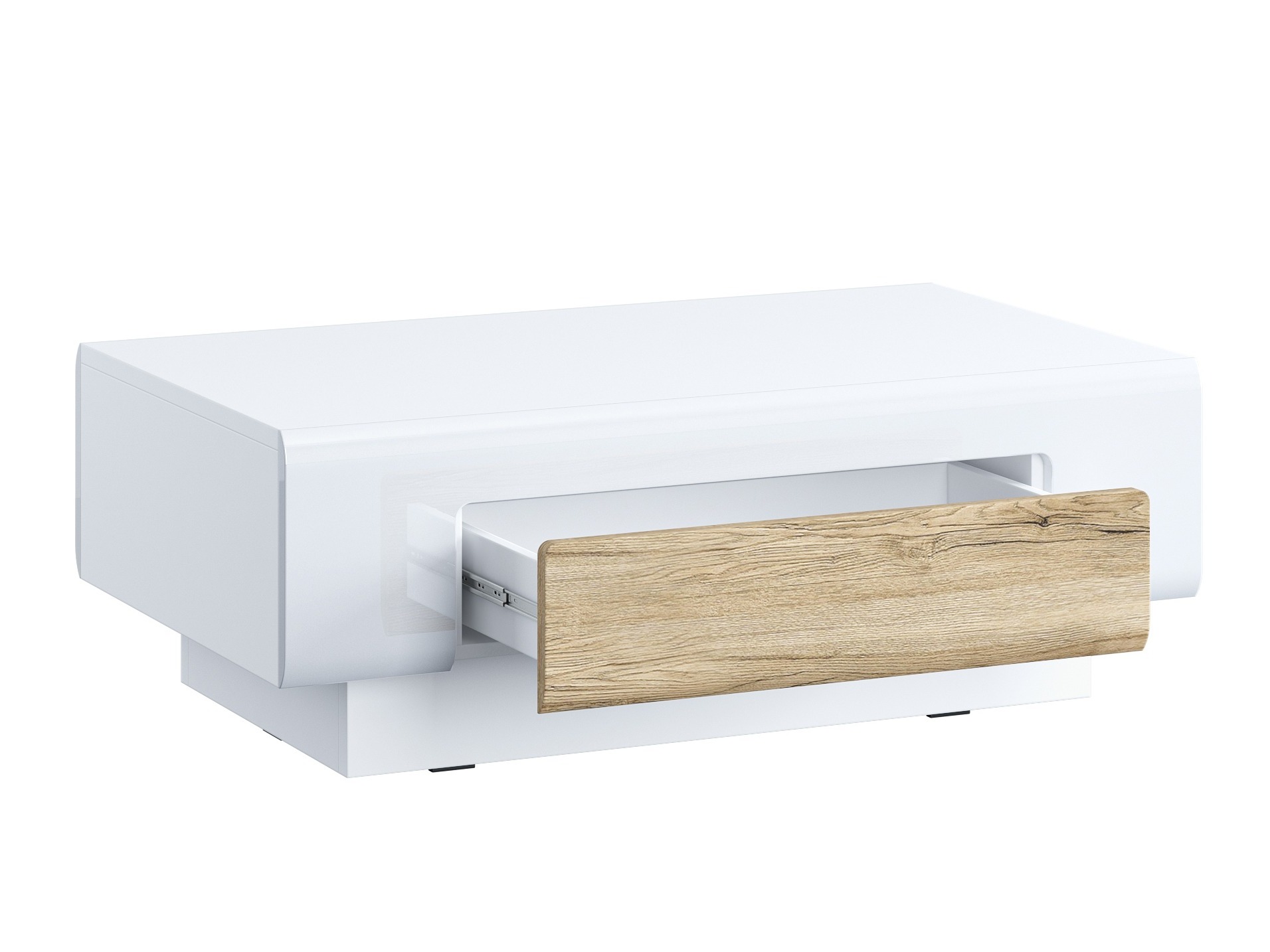 Table basse Torsone 111 (Blanc + Blanc brillant + Chêne de san remo)