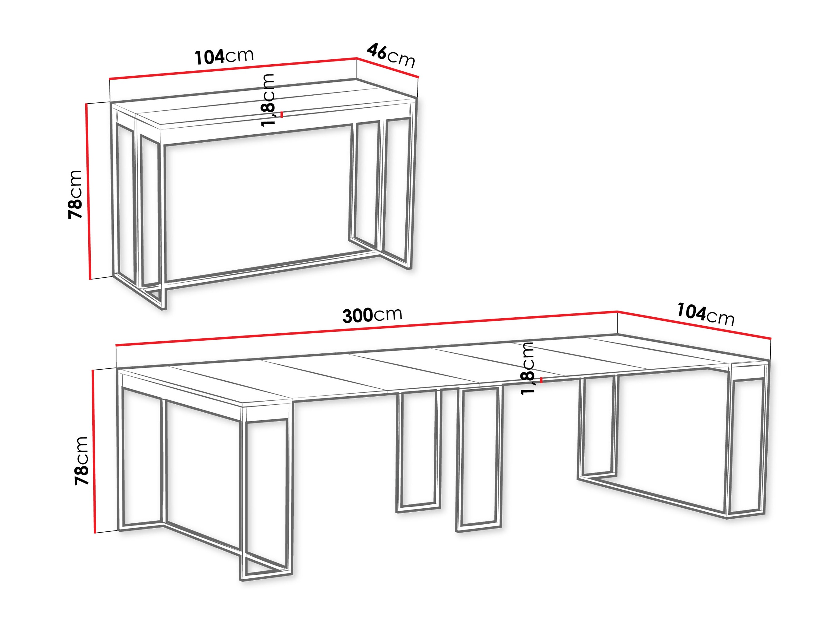 Table pliante Oswego 180 (Noir + Craft chêne)