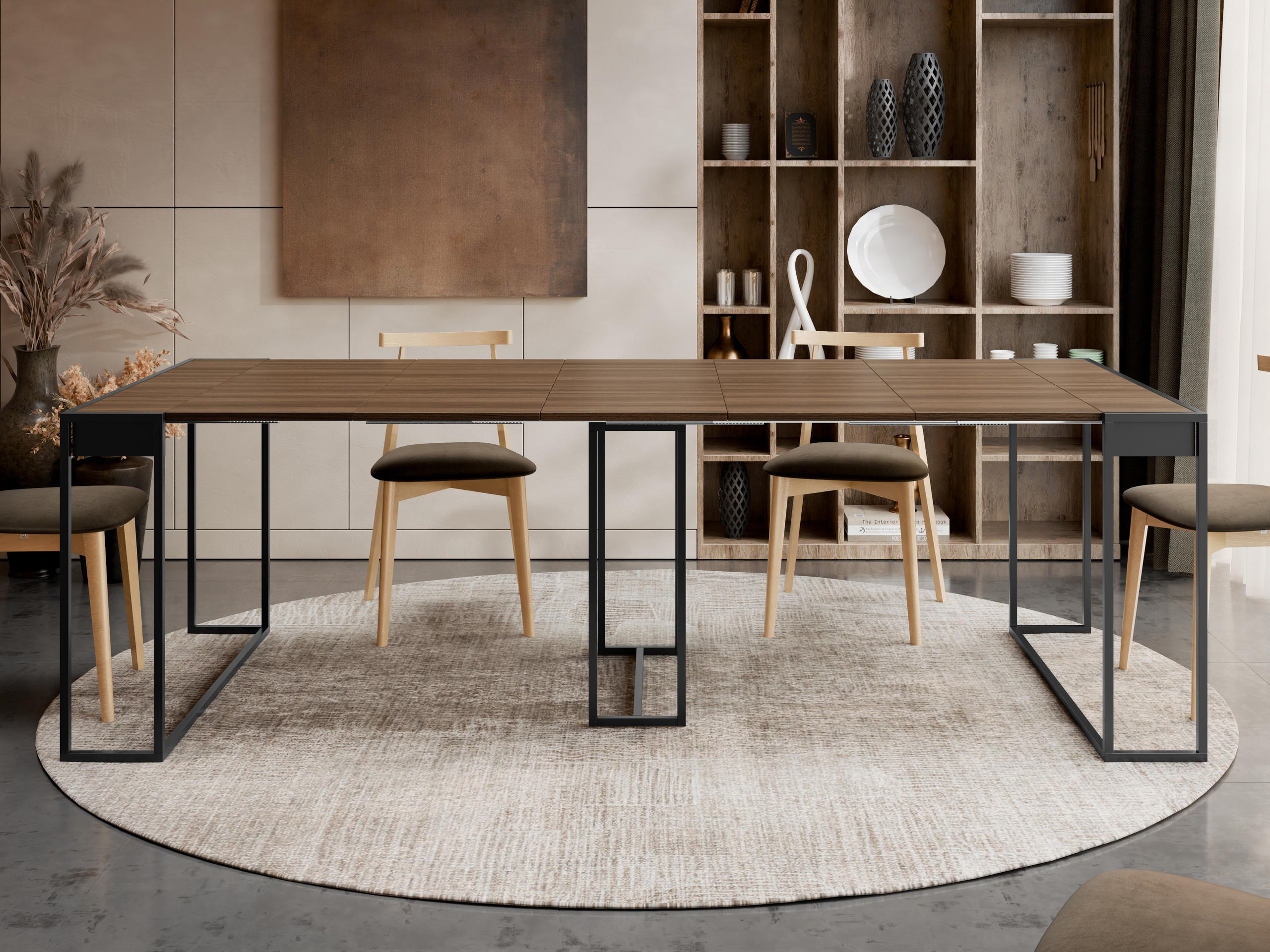 Table pliante Oswego 180 (Noir + Noix sombre)