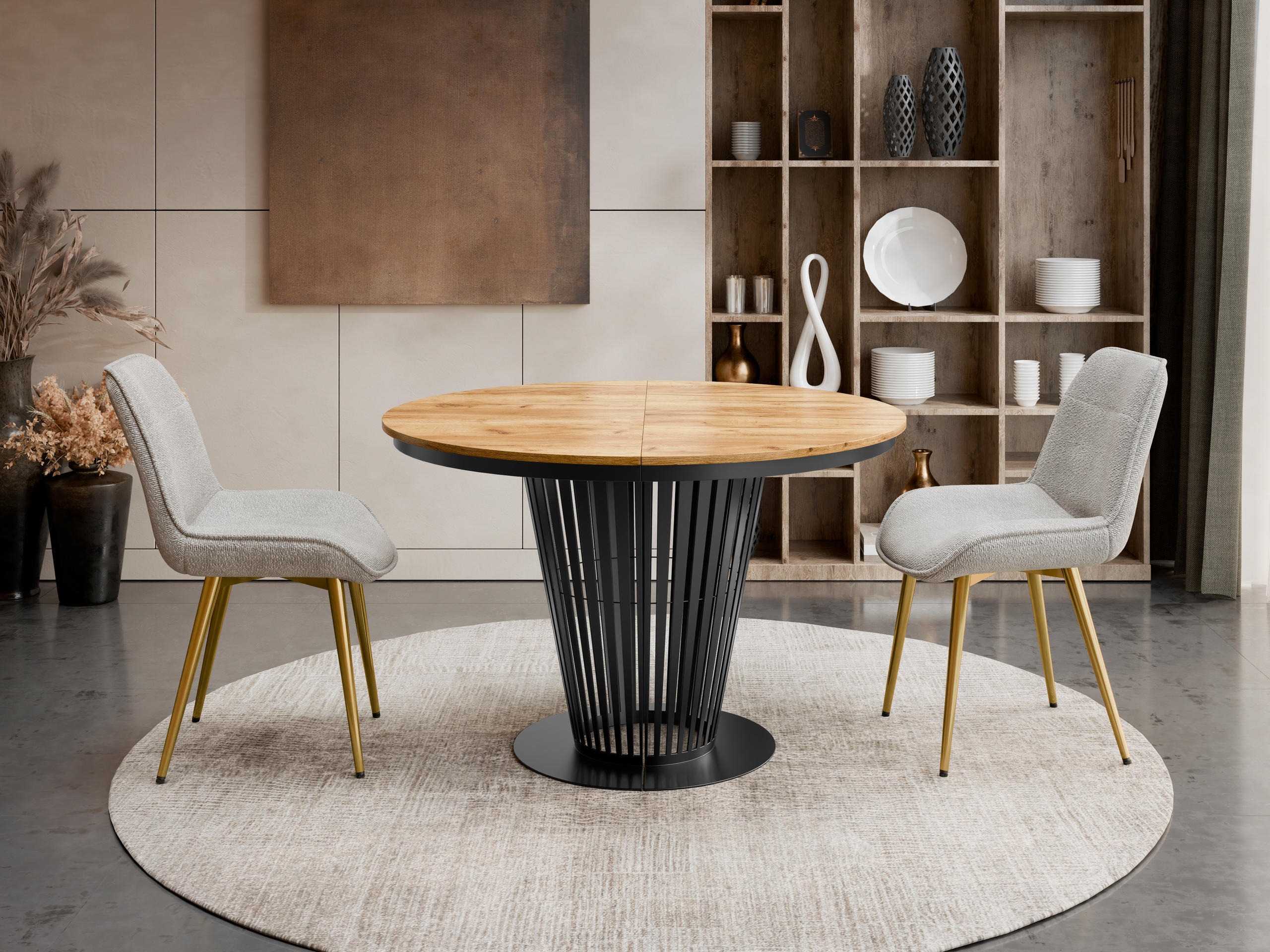 Table Oswego 179 (Noir + Craft chêne)