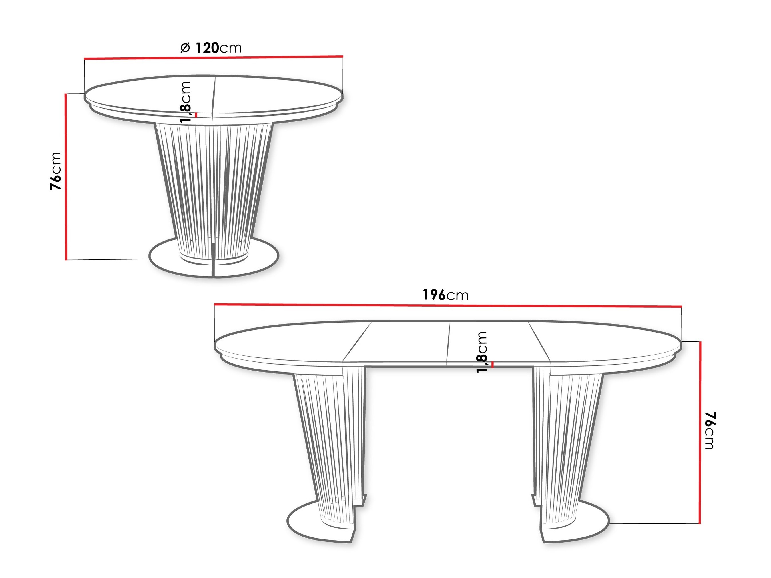 Table Oswego 179 (Noir + Marbre noir)