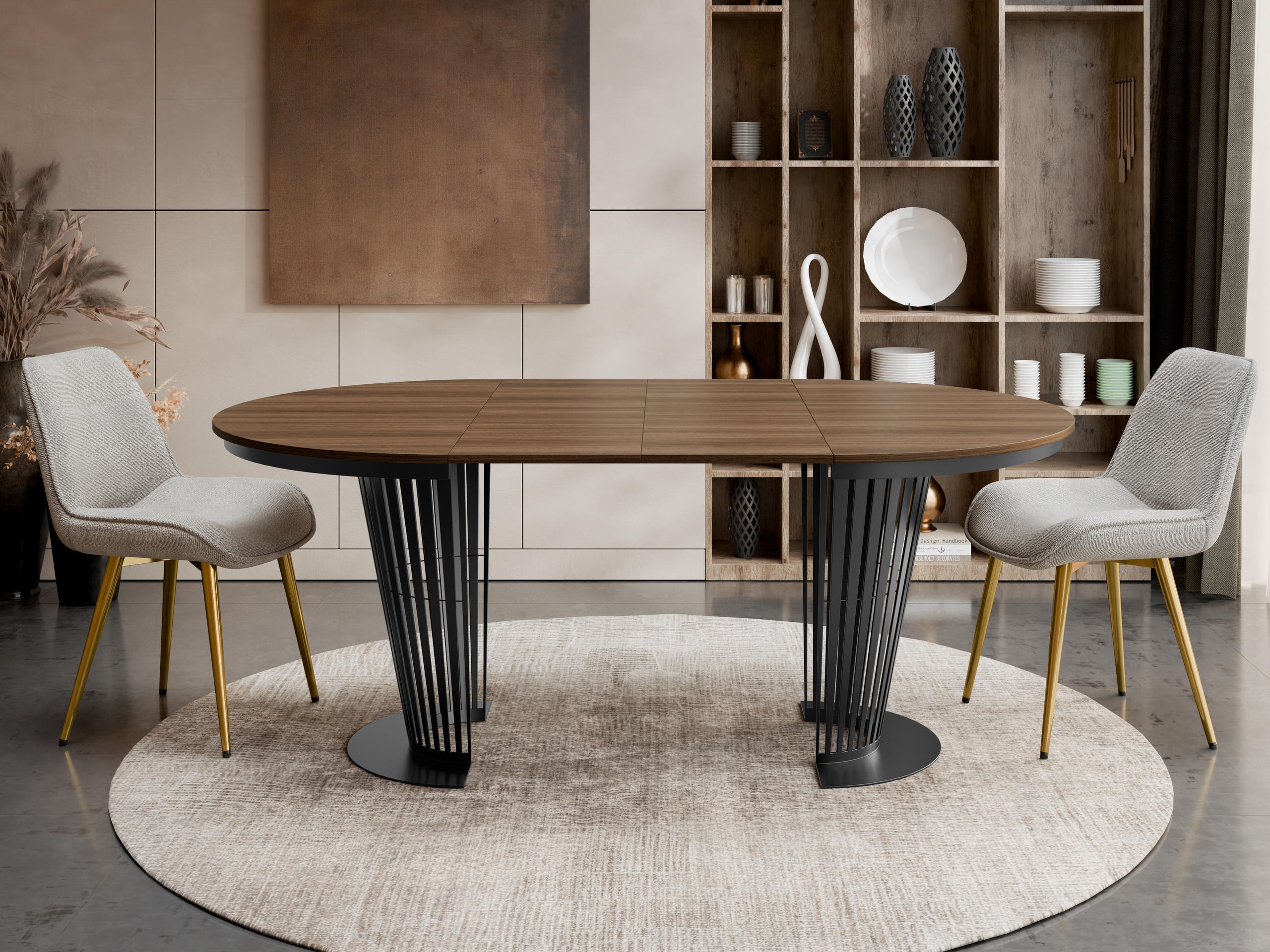 Table Oswego 179 (Noir + Noix sombre)